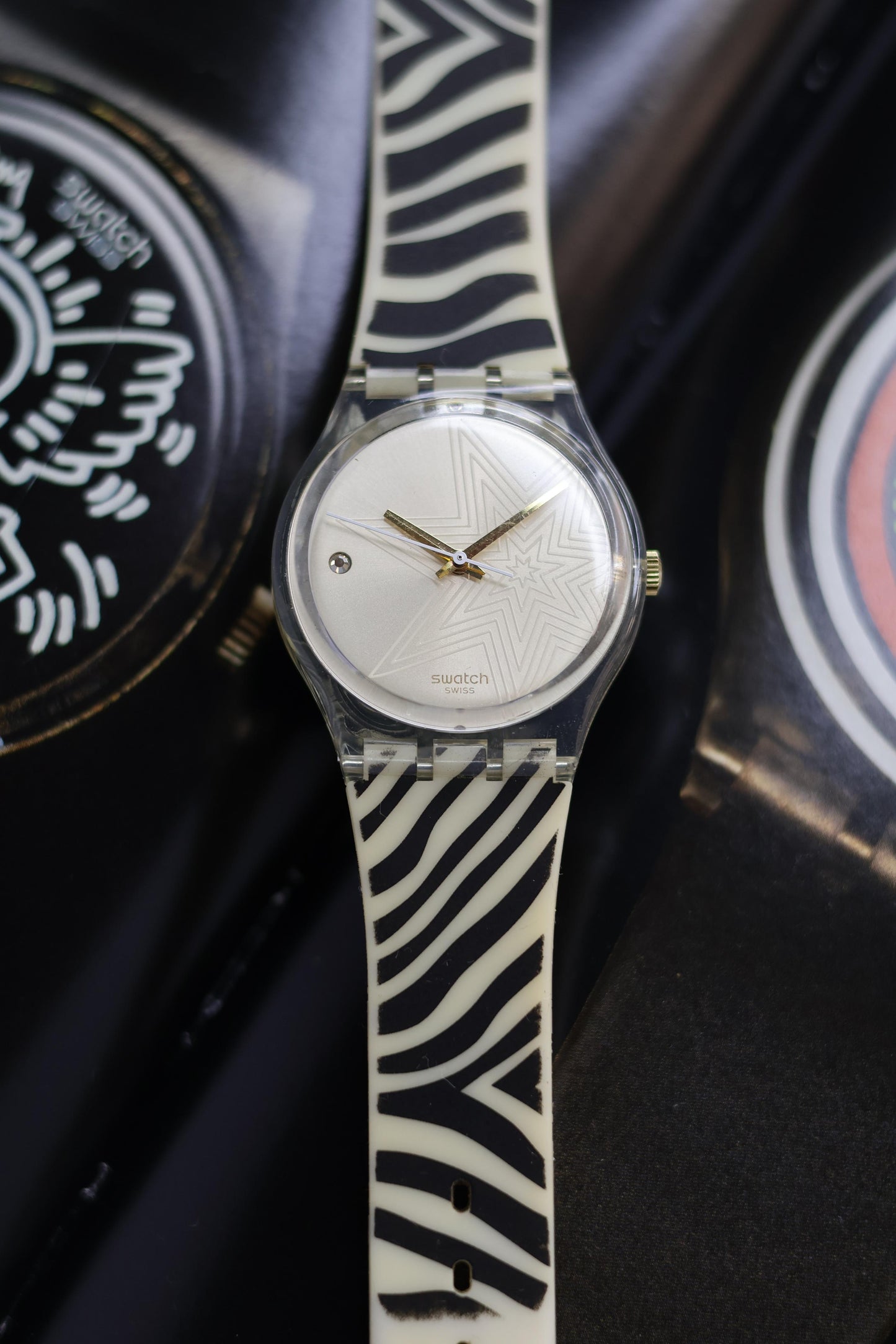 Swatch Cream Motif Dial with Skeleton Case (Pre Owned)