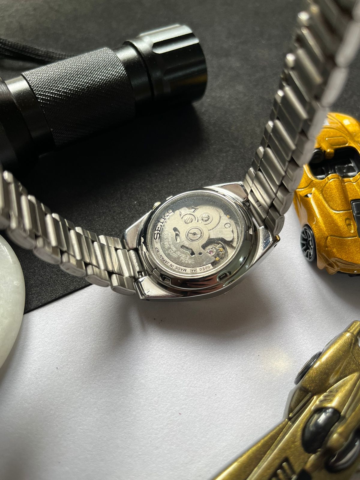 Seiko 5 Railway Time Gold Dial with Glass Back (Pre Owned)