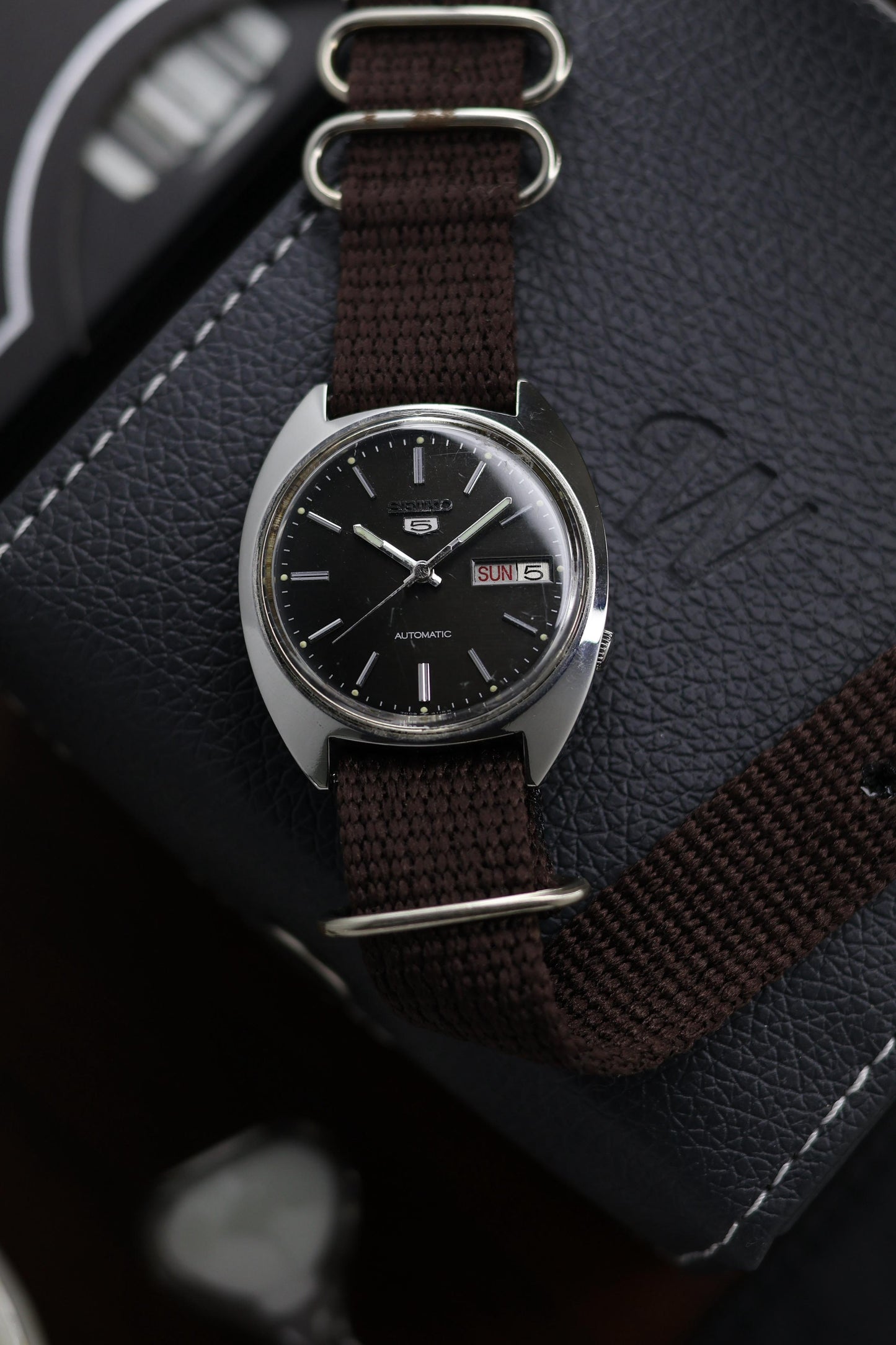 (Super Rare) 1978 Seiko 5 Black Dial ‘Cushion Case’ - Automatic Vintage Watch (Pre Owned) - A271