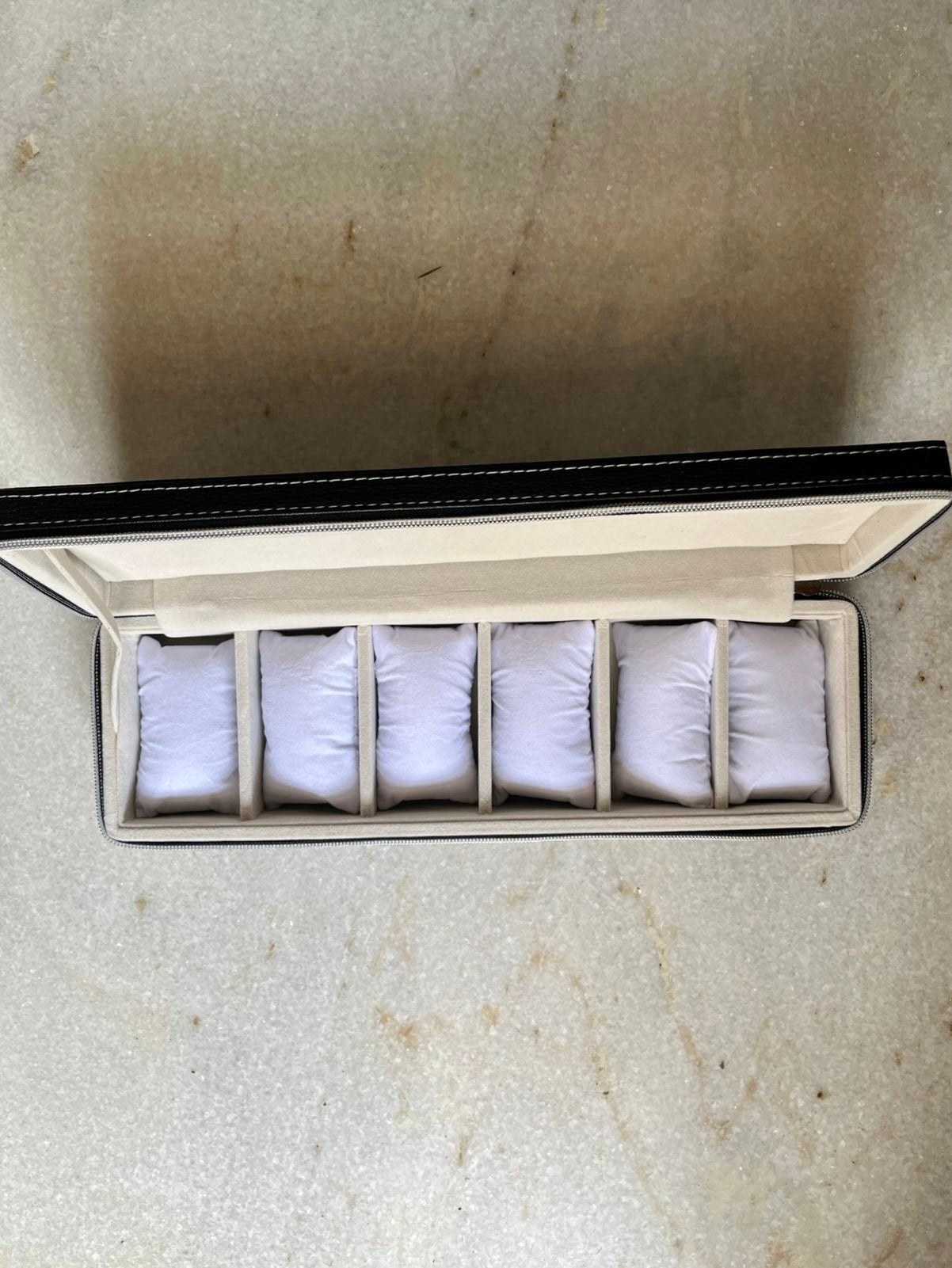 6 Slot Watch Zipper Organiser Storage Box with Soft Cushions
