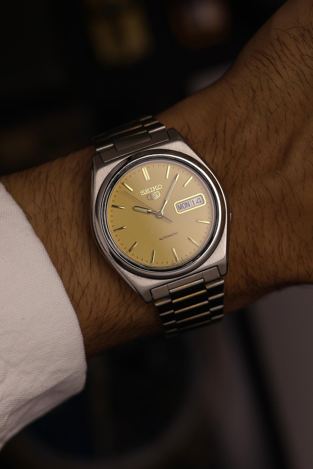 (Super Rare) 1996 Seiko 5 Gold Guilloche Dial - Automatic Vintage Watch (Pre Owned) - SE864