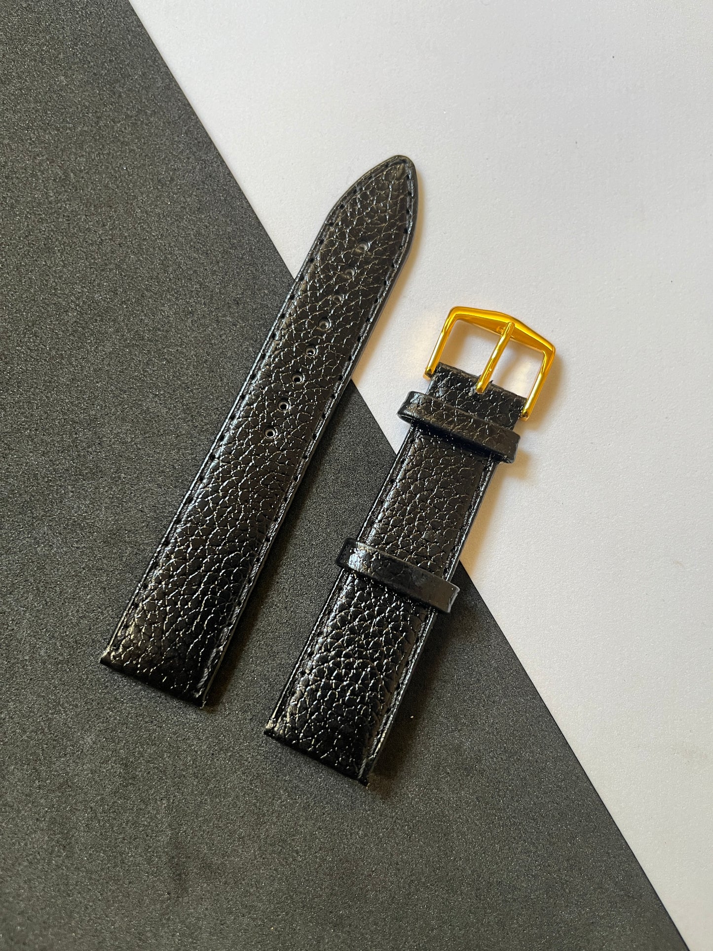 Black Fine Grain Leather Watch Strap (20mm)