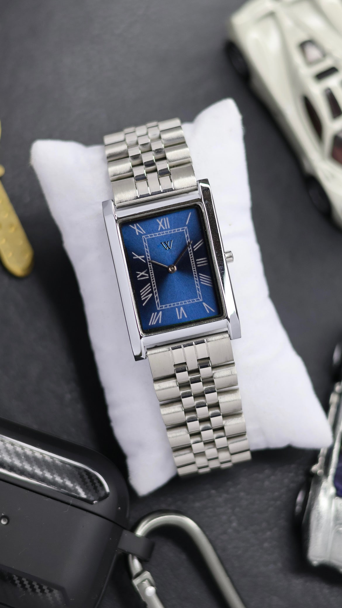 The S23 - BLUE Dial - Slim Tank Style Watch - by Watchtopia