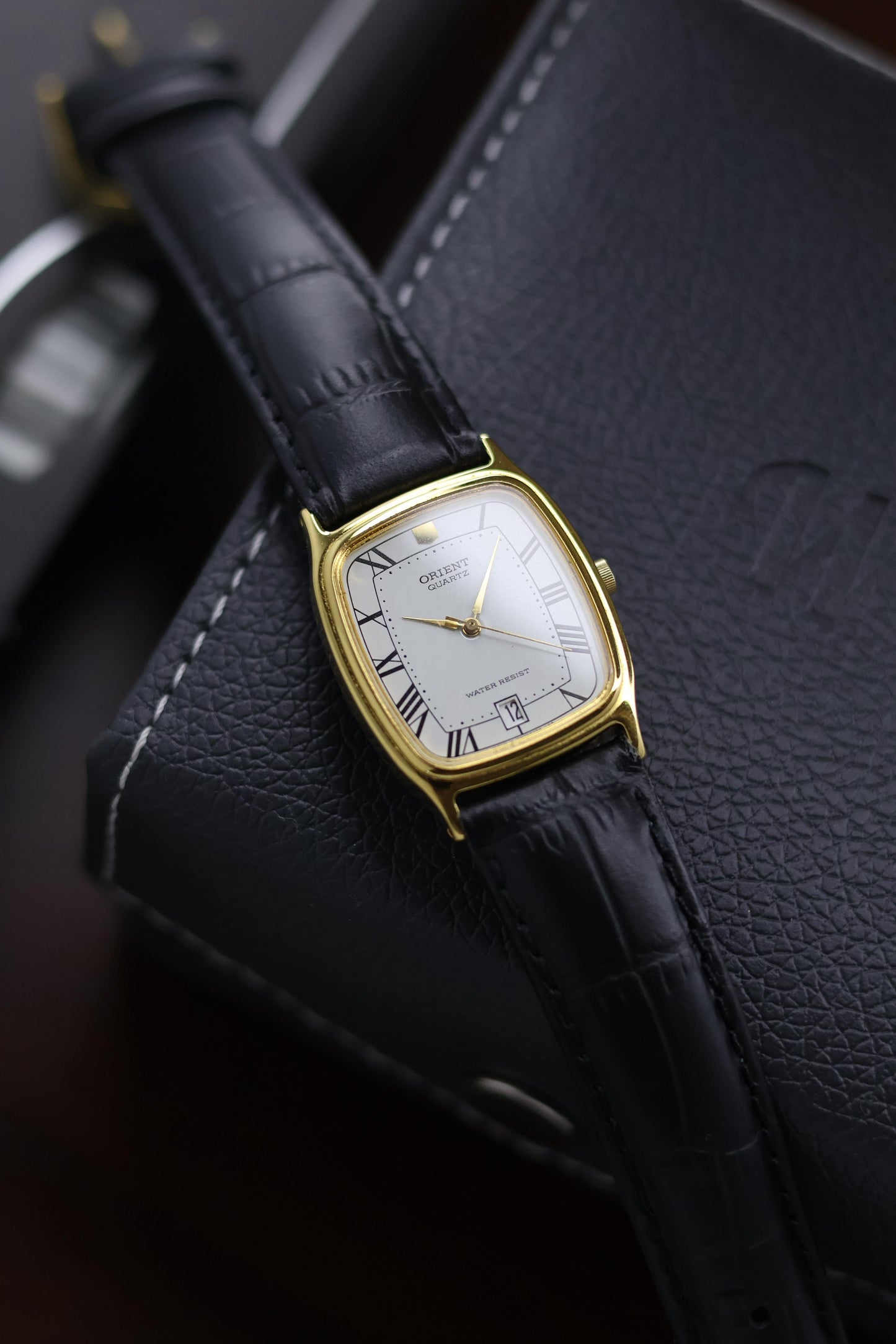 (JDM - Extremely Rare) NOS Orient Tank Quartz White Dial with Gold Plated Case - Vintage Watch (Pre Owned) - A175