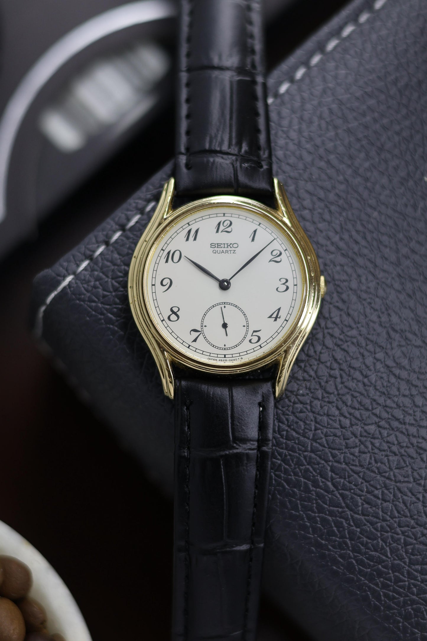 (JDM - Extremely Rare) 1981 Seiko Enamel Dial with Small Seconds and Gold Plated Case - Quartz Vintage Watch (Pre Owned) - A242