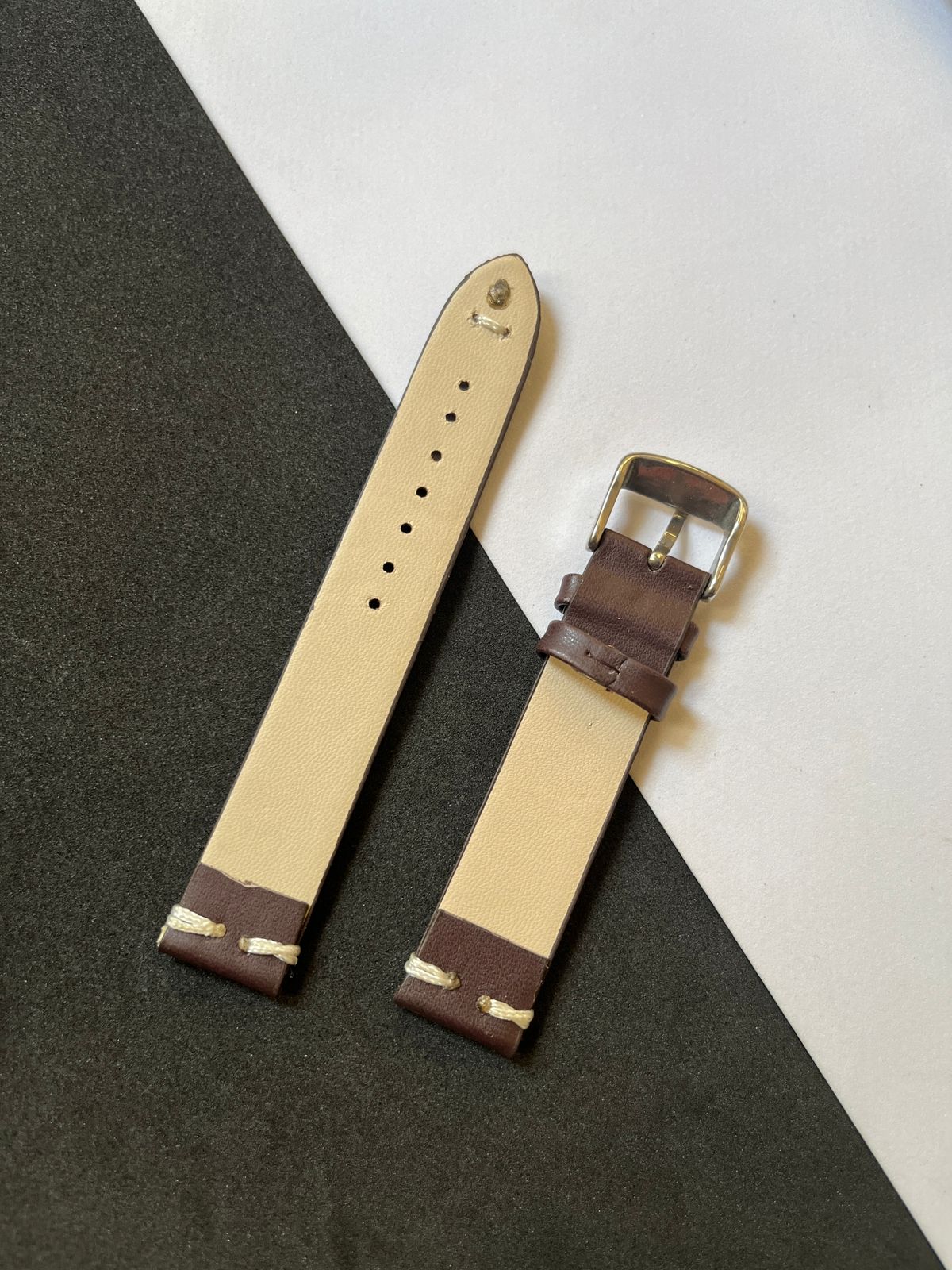 Brown Two Stitch Leather Watch Strap (18mm)