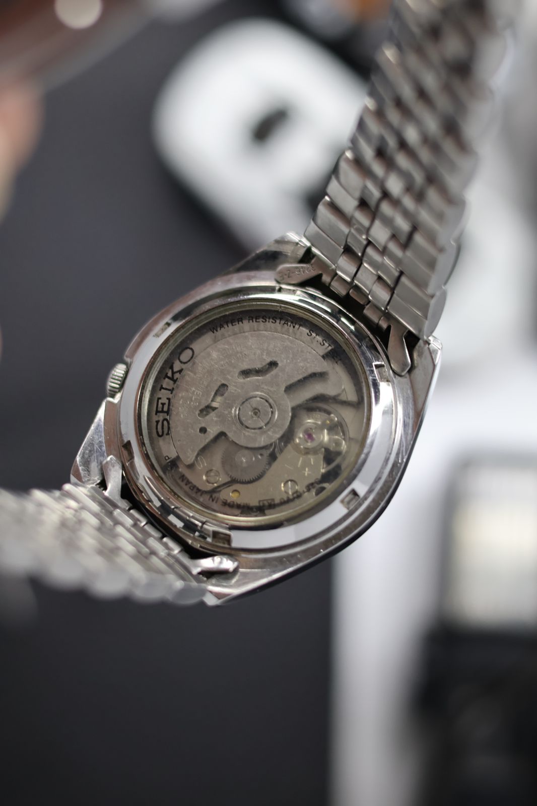 Seiko 5 Black Racing Dial with Glass Back (Pre Owned)