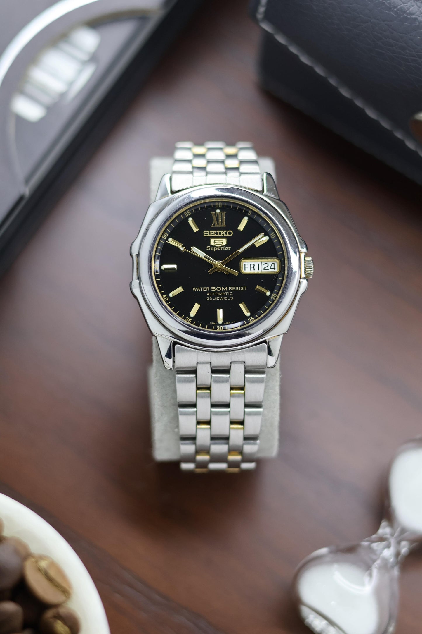 (Super Rare) Seiko 5 Superior Black Opaline Dial - Automatic Vintage Watch (Pre Owned) - SE453
