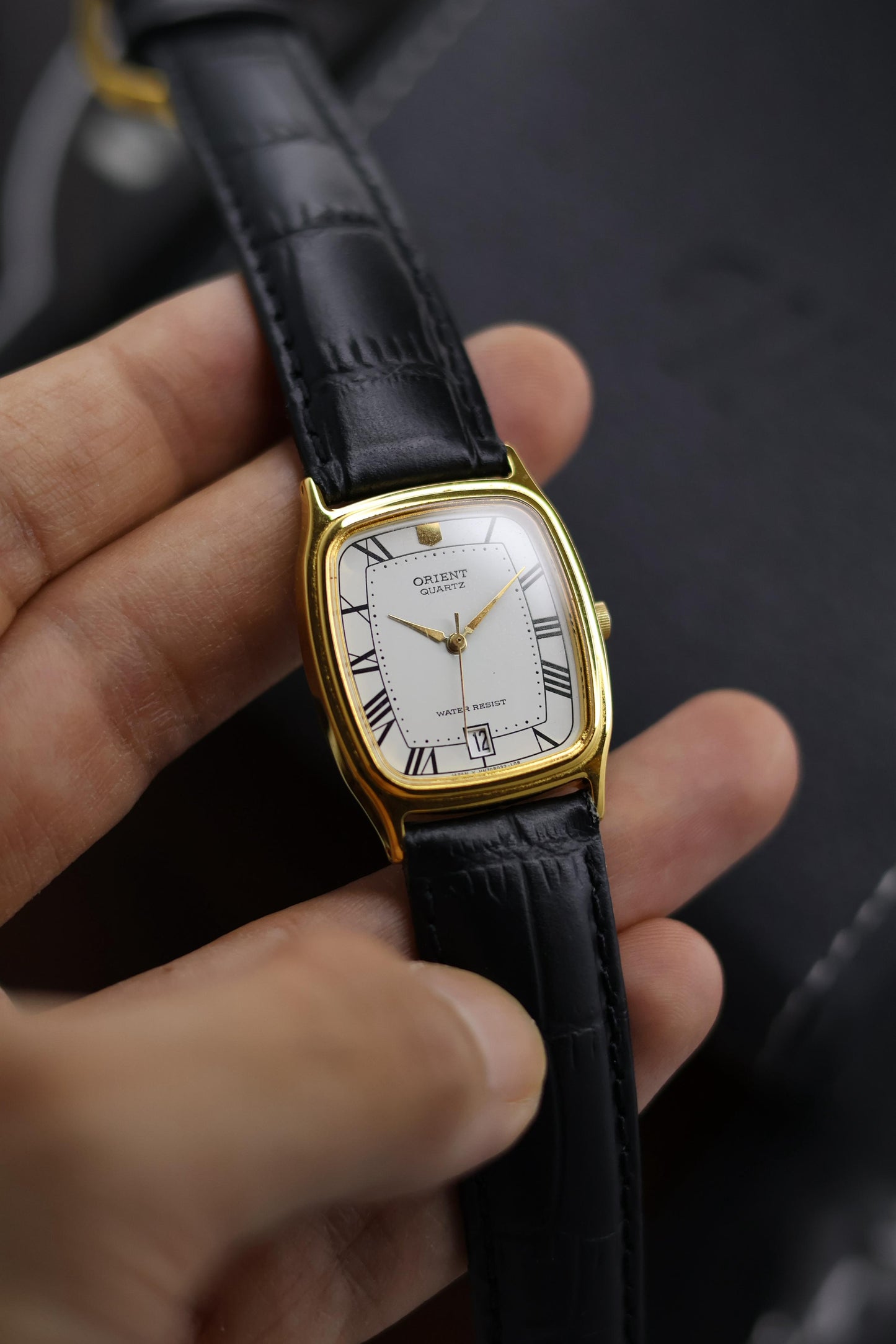 (JDM - Extremely Rare) NOS Orient Tank Quartz White Dial with Gold Plated Case - Vintage Watch (Pre Owned) - A175