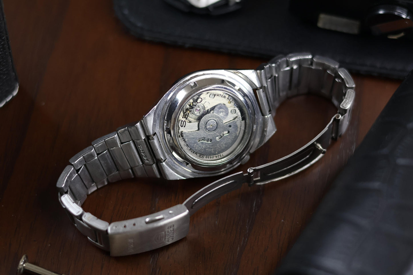 Seiko 5 Black Sunray Dial with Glass Back (Pre Owned)