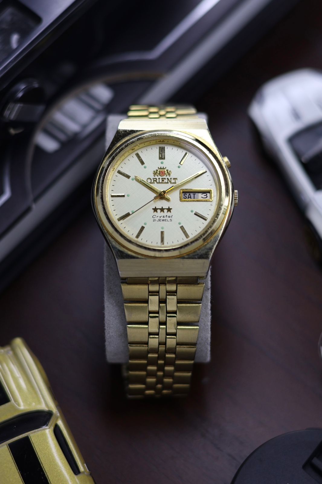 (Super Rare) Orient Tri-Star Crystal Linen Dial - Automatic Vintage Watch (Pre Owned) - SE479