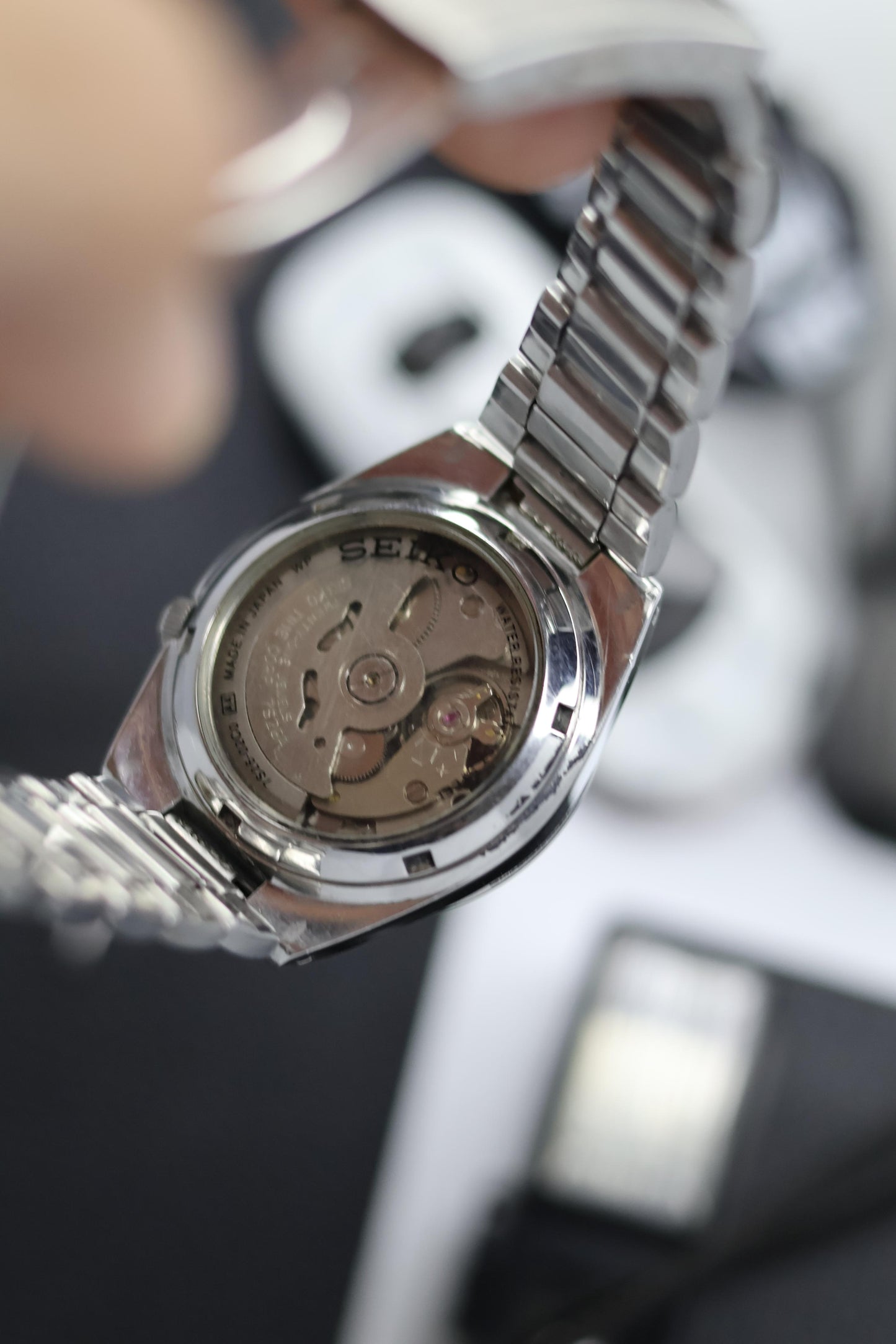 Seiko 5 Black Railway Time Dial with Glass Back (Pre Owned)