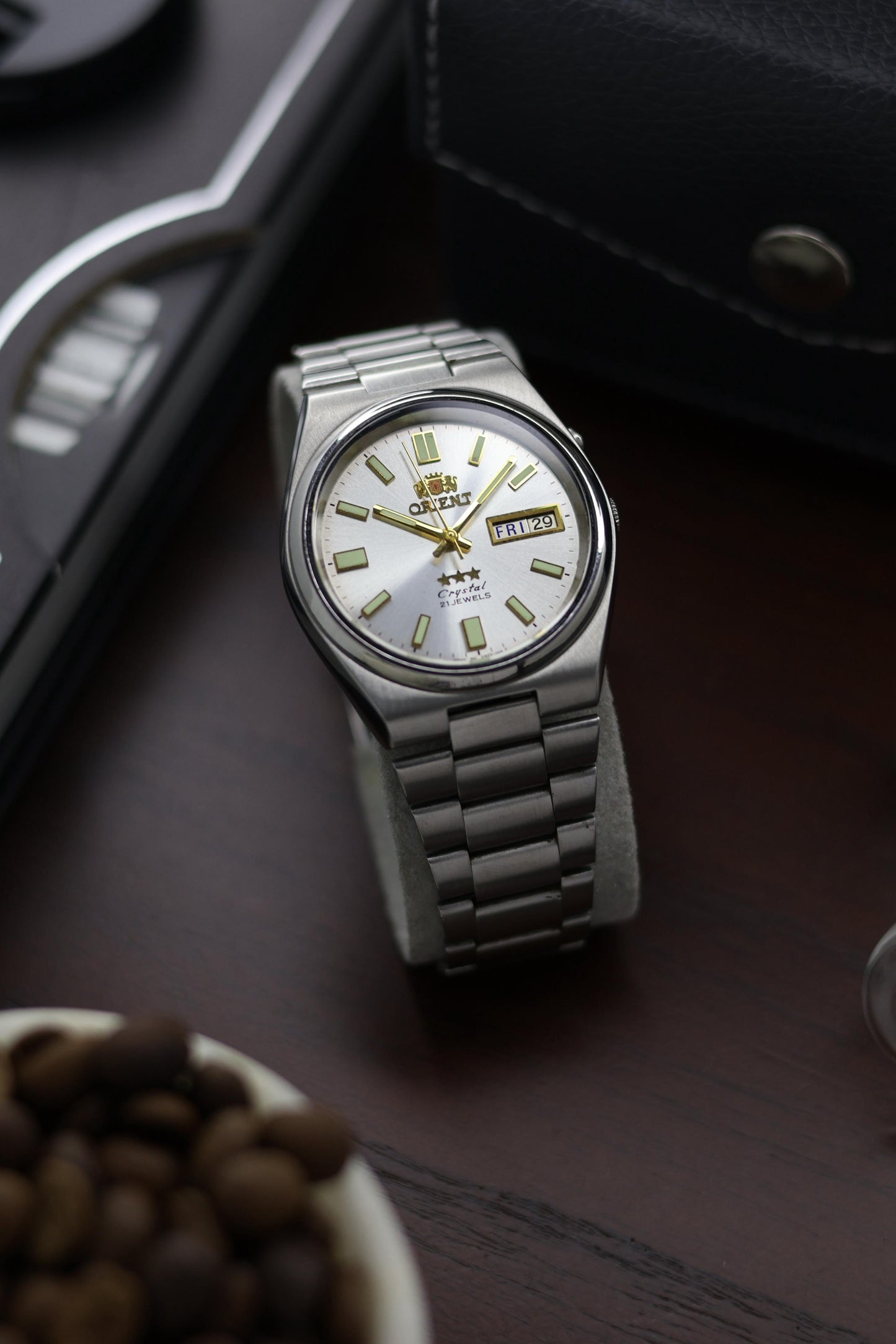 Orient Tri-Star Crystal Silver Sunray Dial - Automatic Vintage Watch (Pre Owned) - A273