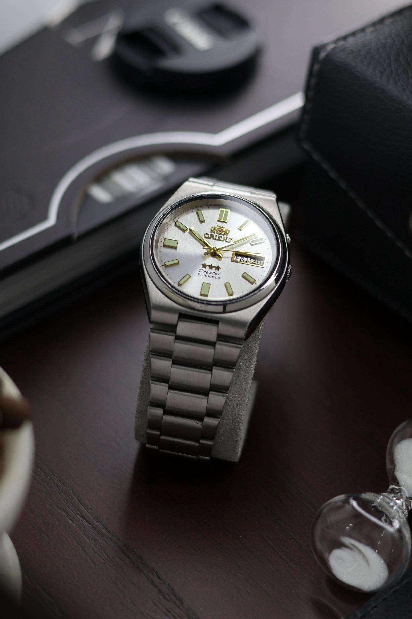 Orient Tri-Star Crystal Silver Sunray Dial - Automatic Vintage Watch (Pre Owned) - A273