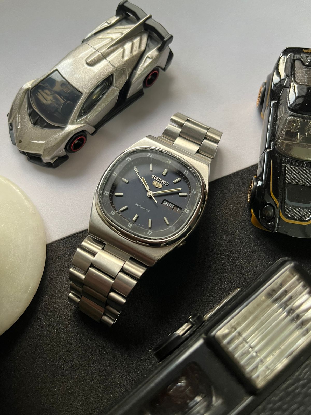 Seiko 5 Railway Time Navy Blue Square Dial (Pre Owned)