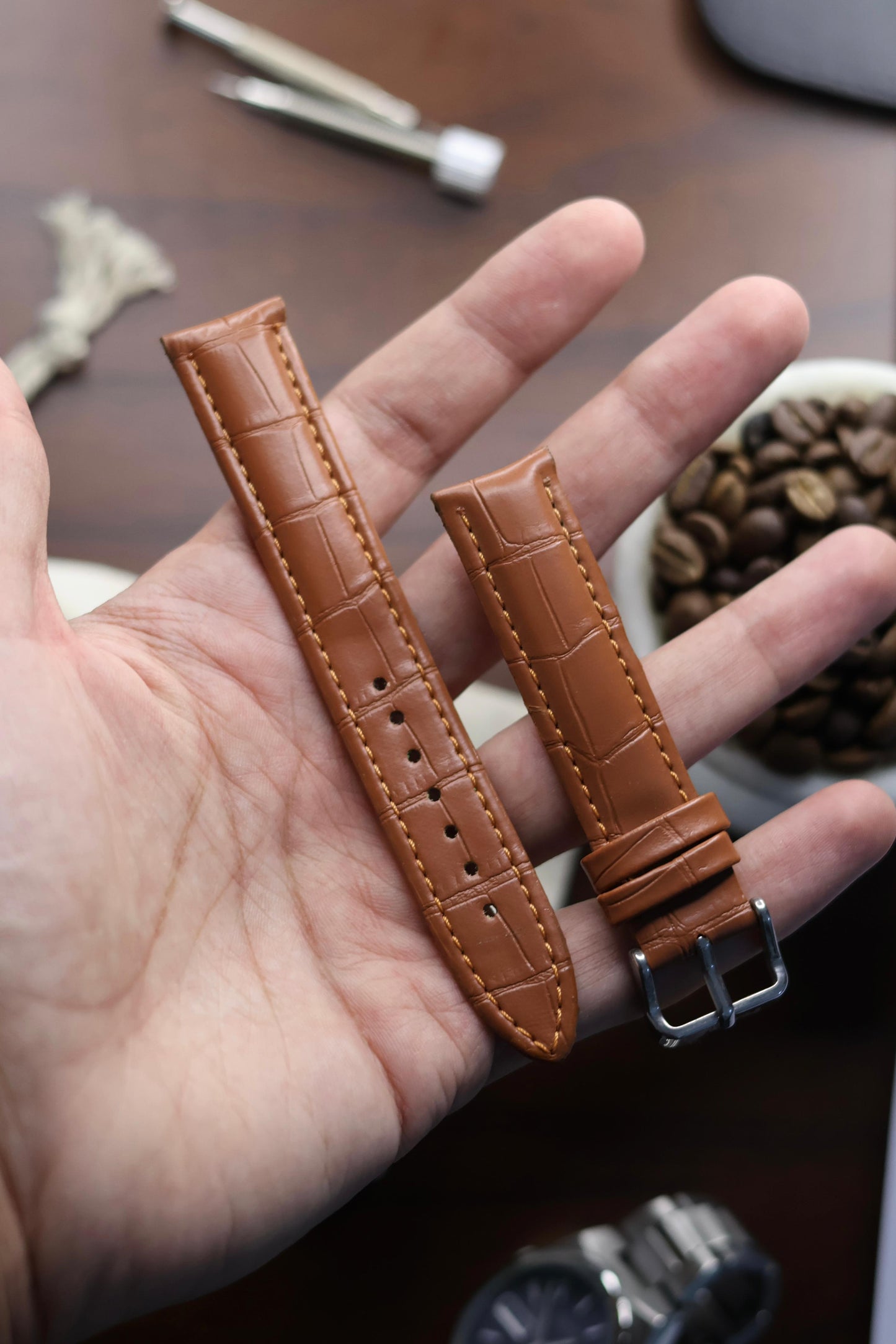 Tan Brown Croc Leather Watch Strap (18mm)