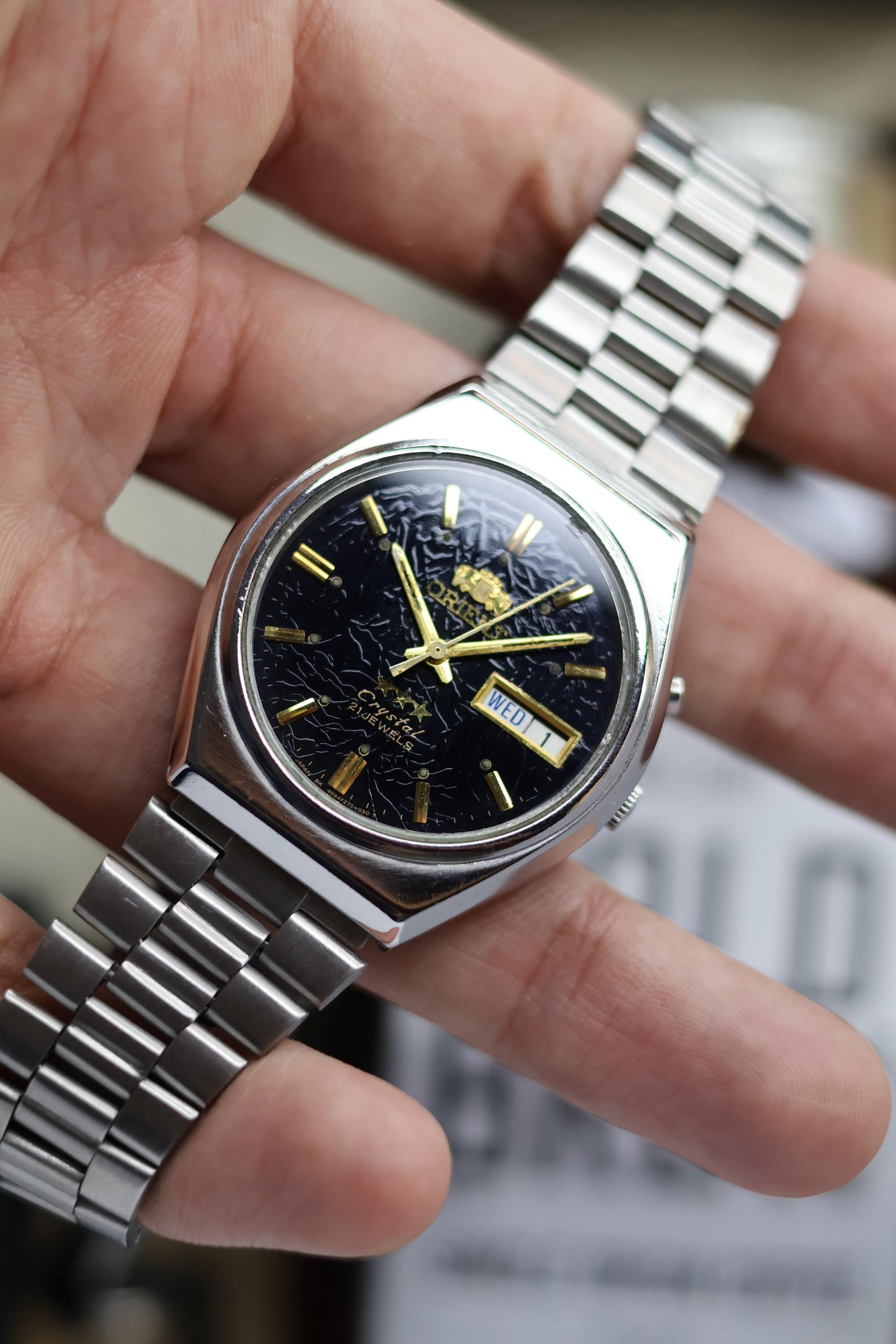 (Super Rare) Orient Tri-Star Crystal Textured Black Dial (Pre Owned)