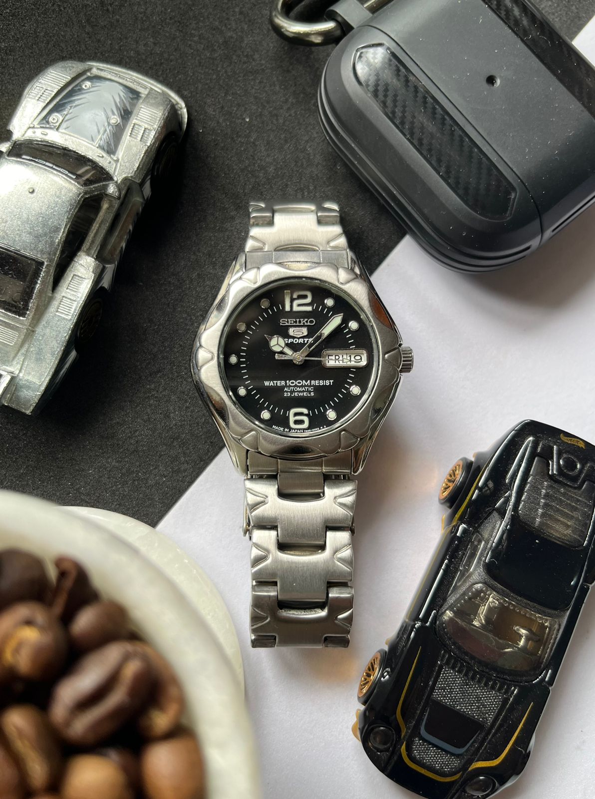 Seiko Sports Diver 100M Black Dial with Glass Back Mercedes Hands (Pre Owned) #W78