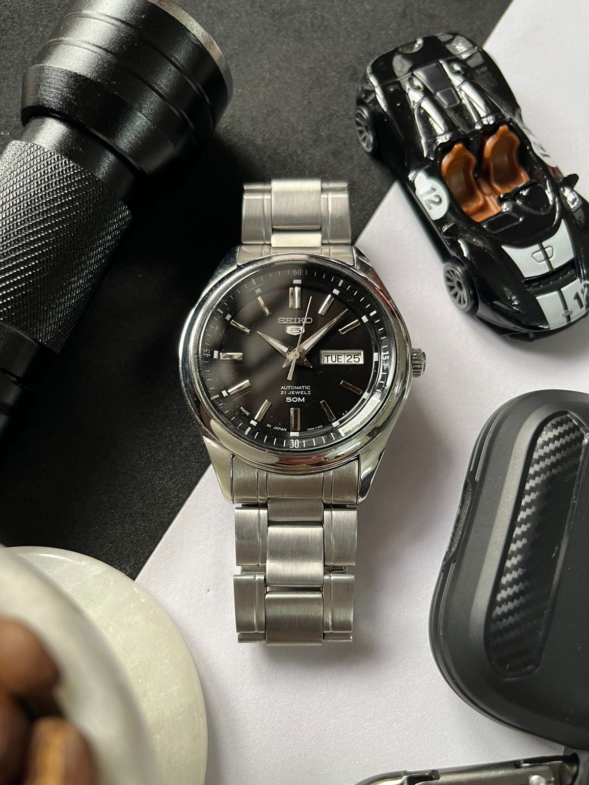 Seiko 42mm Black Dial with Glass Back (Pre Owned)