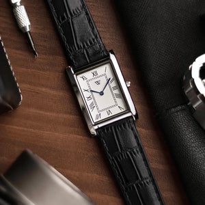 The S23 - WHITE Dial - Slim Tank Style Watch - by Watchtopia