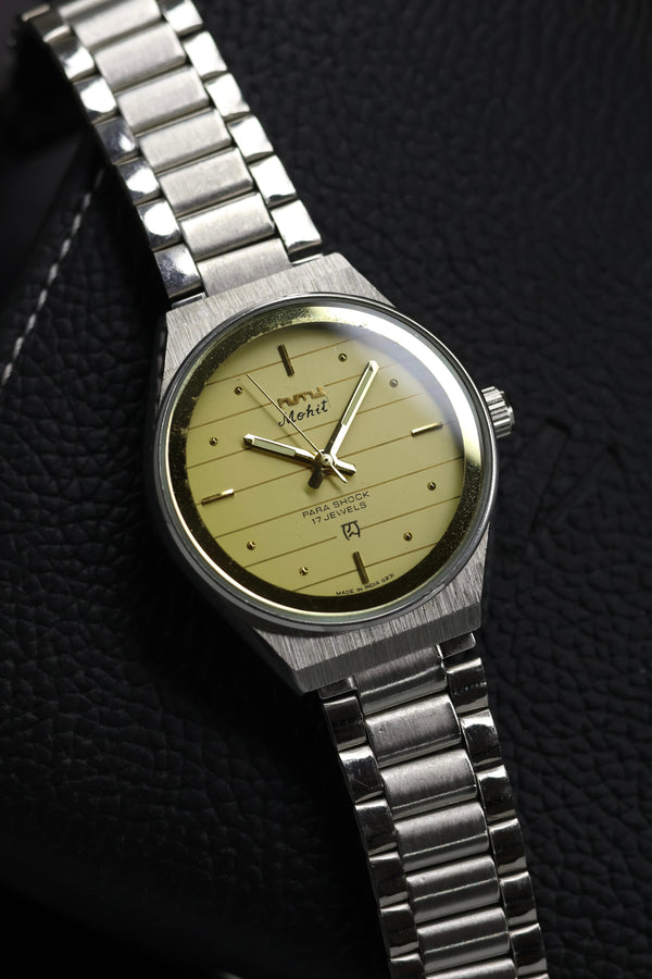 (Super Rare) Vintage HMT Mohit Lined Chanpagne Dial - in Original Condition - Mechanical Hand Winding Watch (Pre Owned) - SE540
