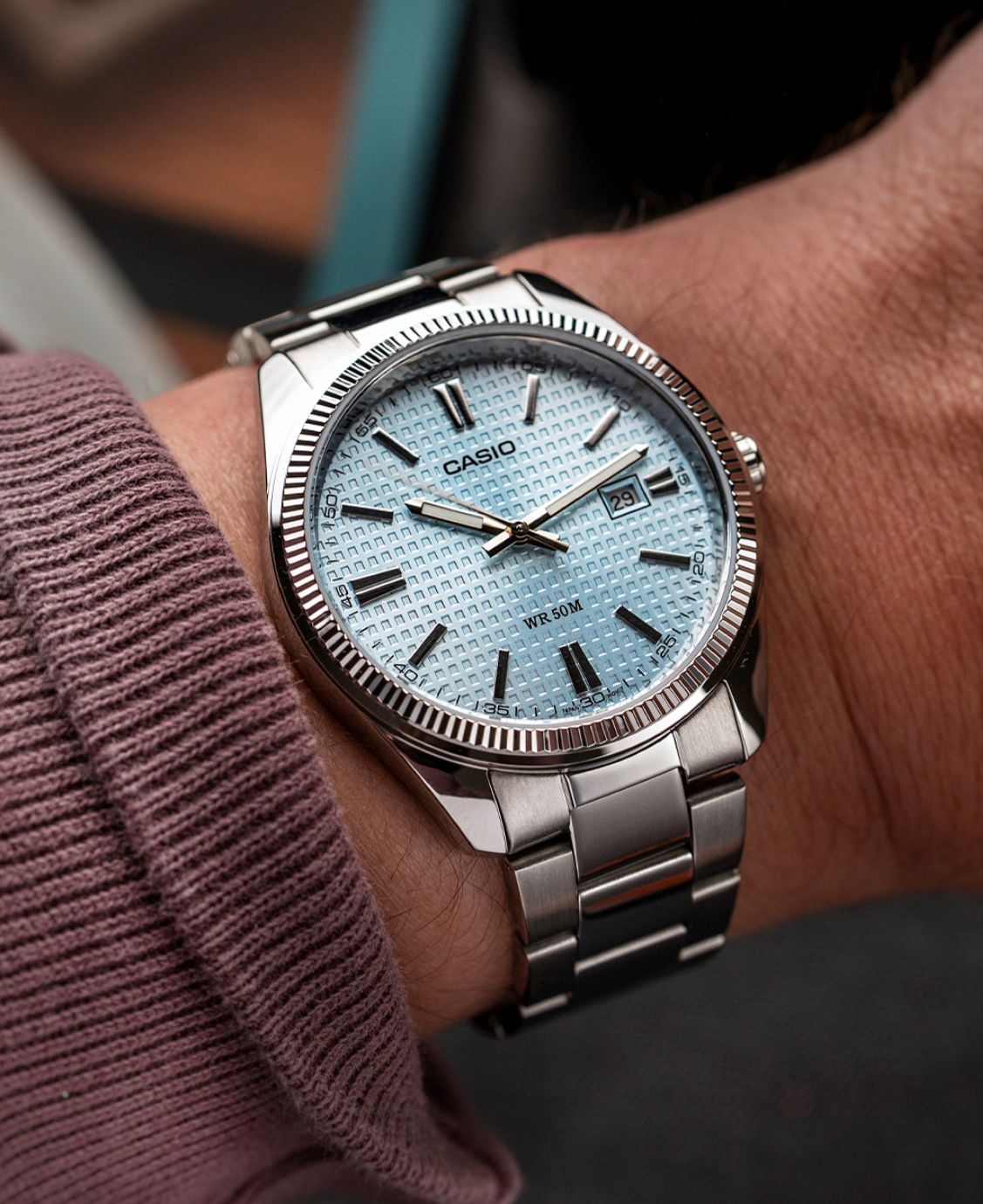 CASIO MTP-1302PE-2AVEF - A2394 - ICE BLUE WAFFLE DIAL