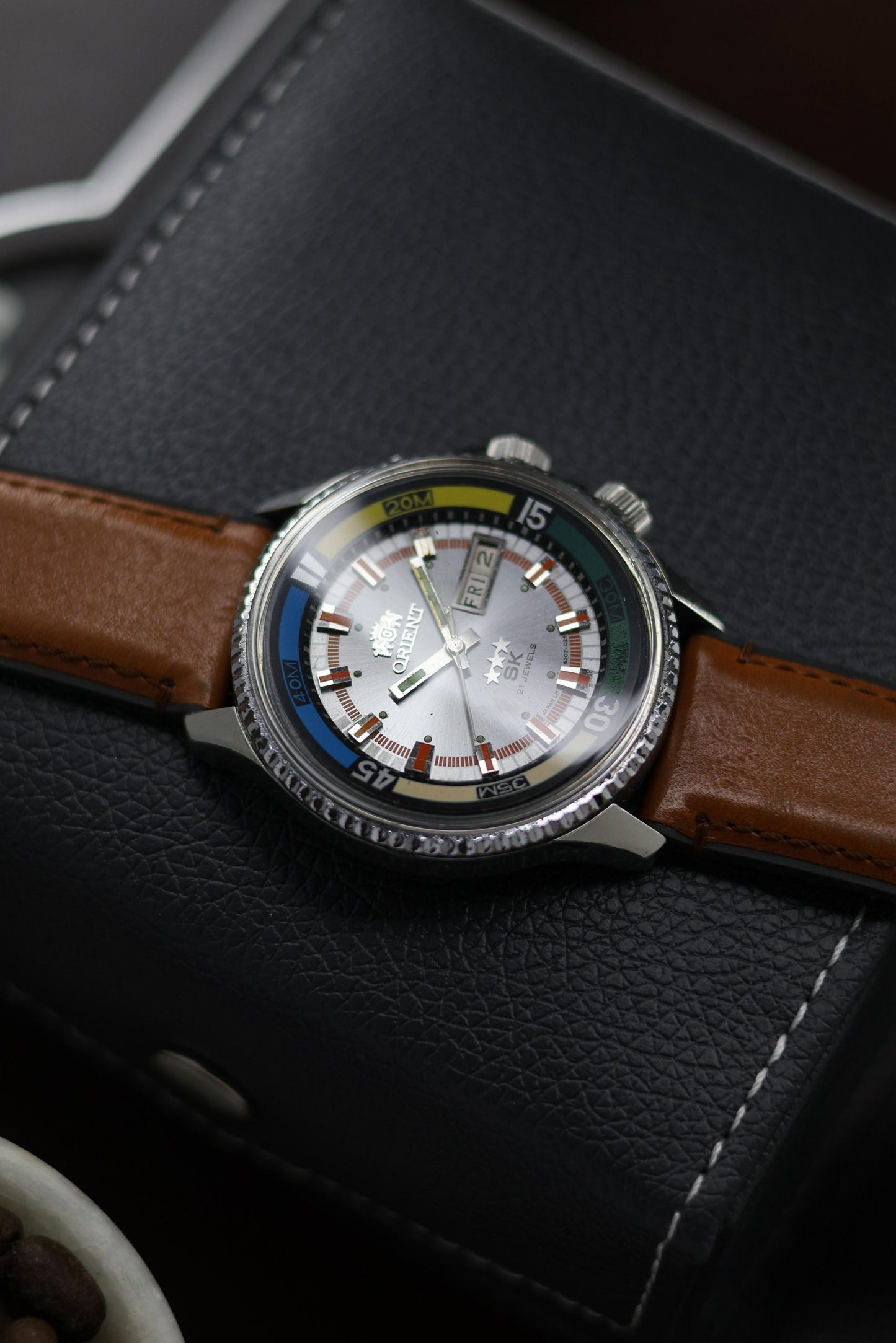 (Super Rare) Orient Tri-Star SK Diver Silver Dial with Rotating Inner Ring - Automatic Vintage Watch (Pre Owned) - A416
