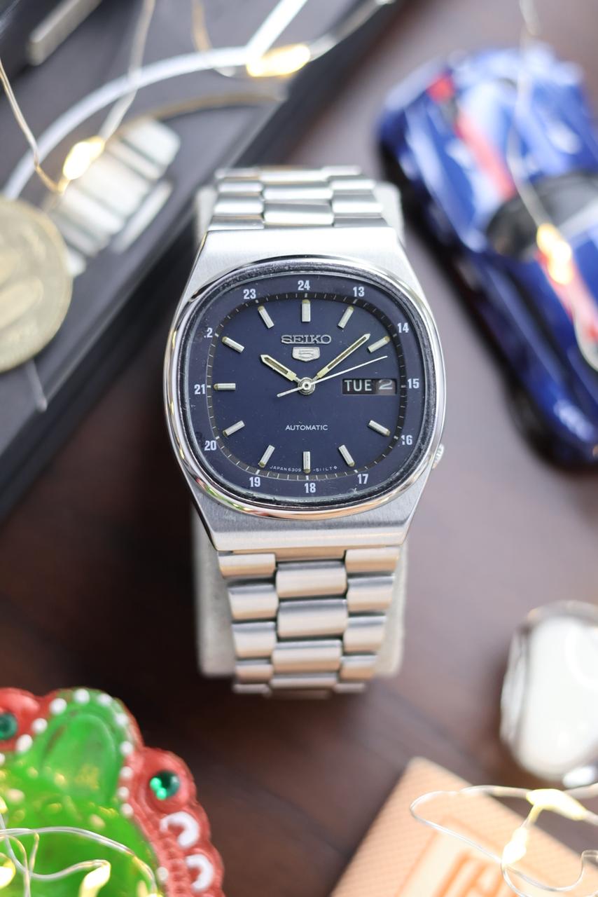 1981 Seiko 5 Railway Time Blue TV Dial - Automatic Vintage Watch (Pre Owned) - SE565