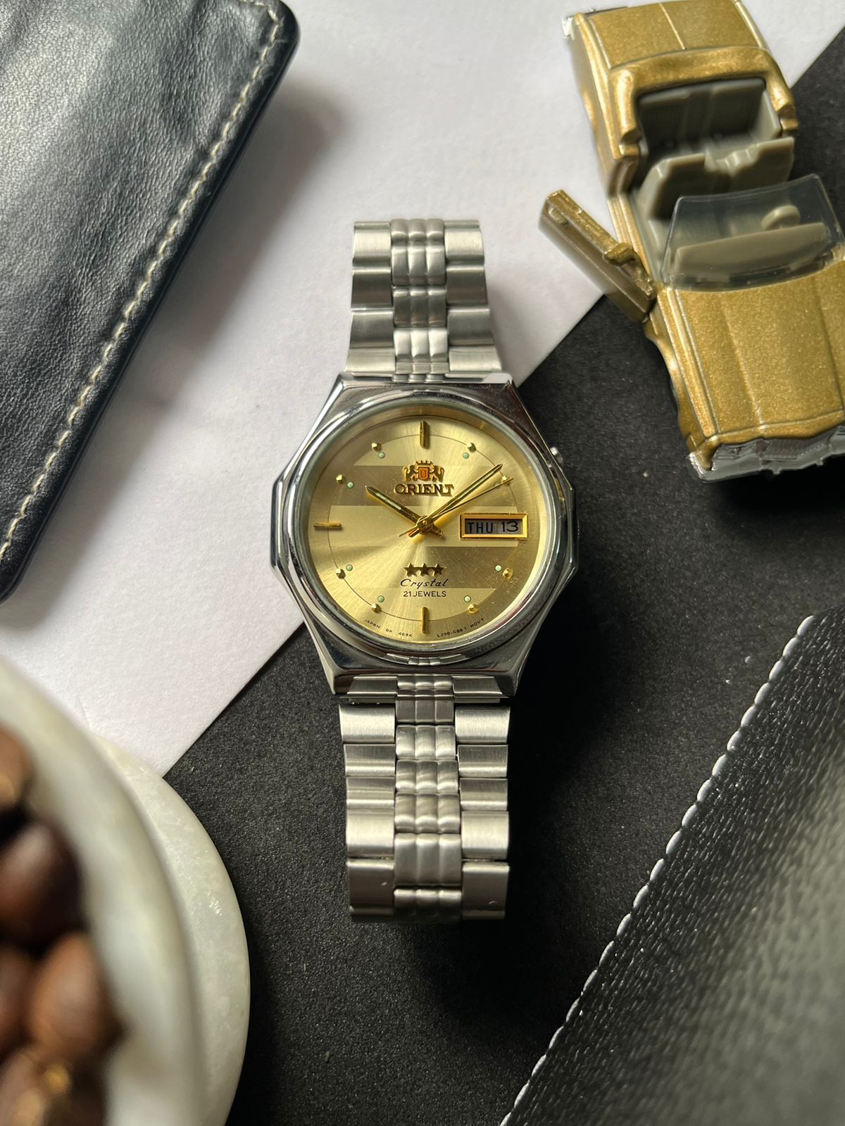 Orient Crystal 21 Jewels Automatic Watch Orient Octagonal Case Tri