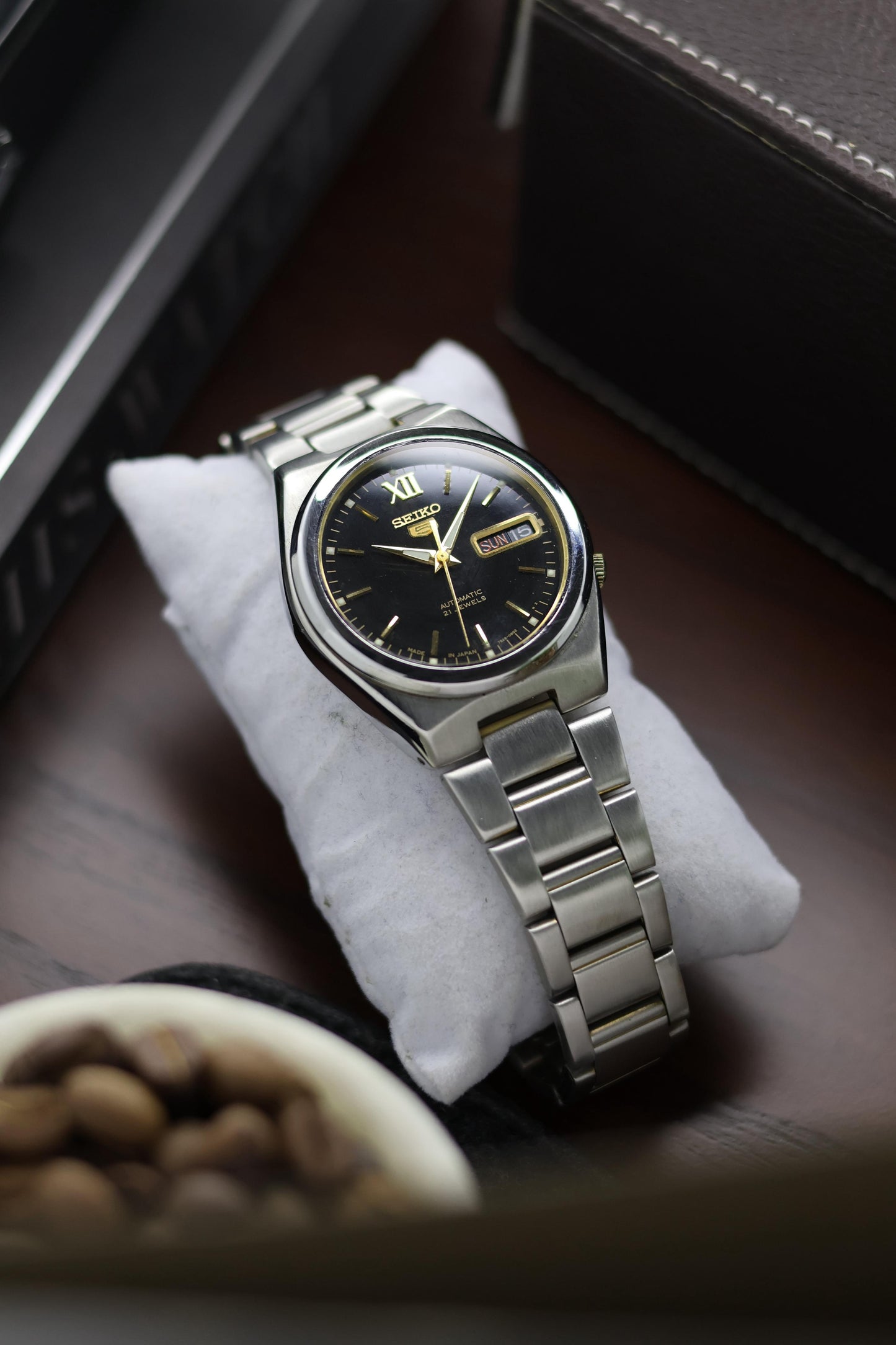 Seiko 5 - Black Dial with Glass Back - Automatic Watch (Pre Owned)