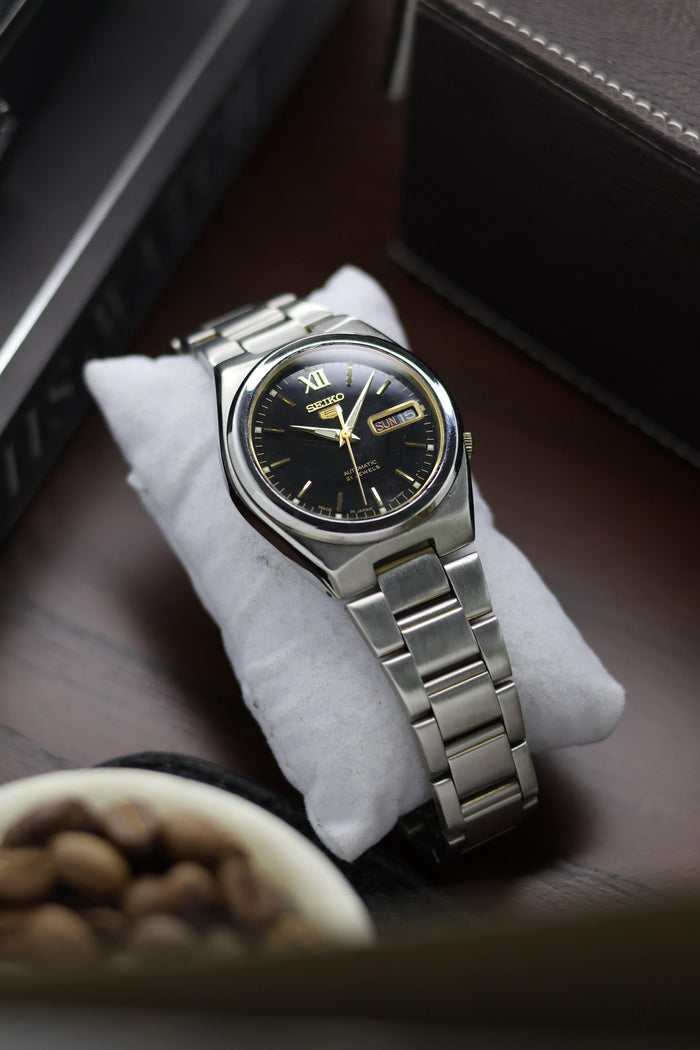 Seiko 5 - Black Dial with Glass Back - Automatic Watch (Pre Owned)