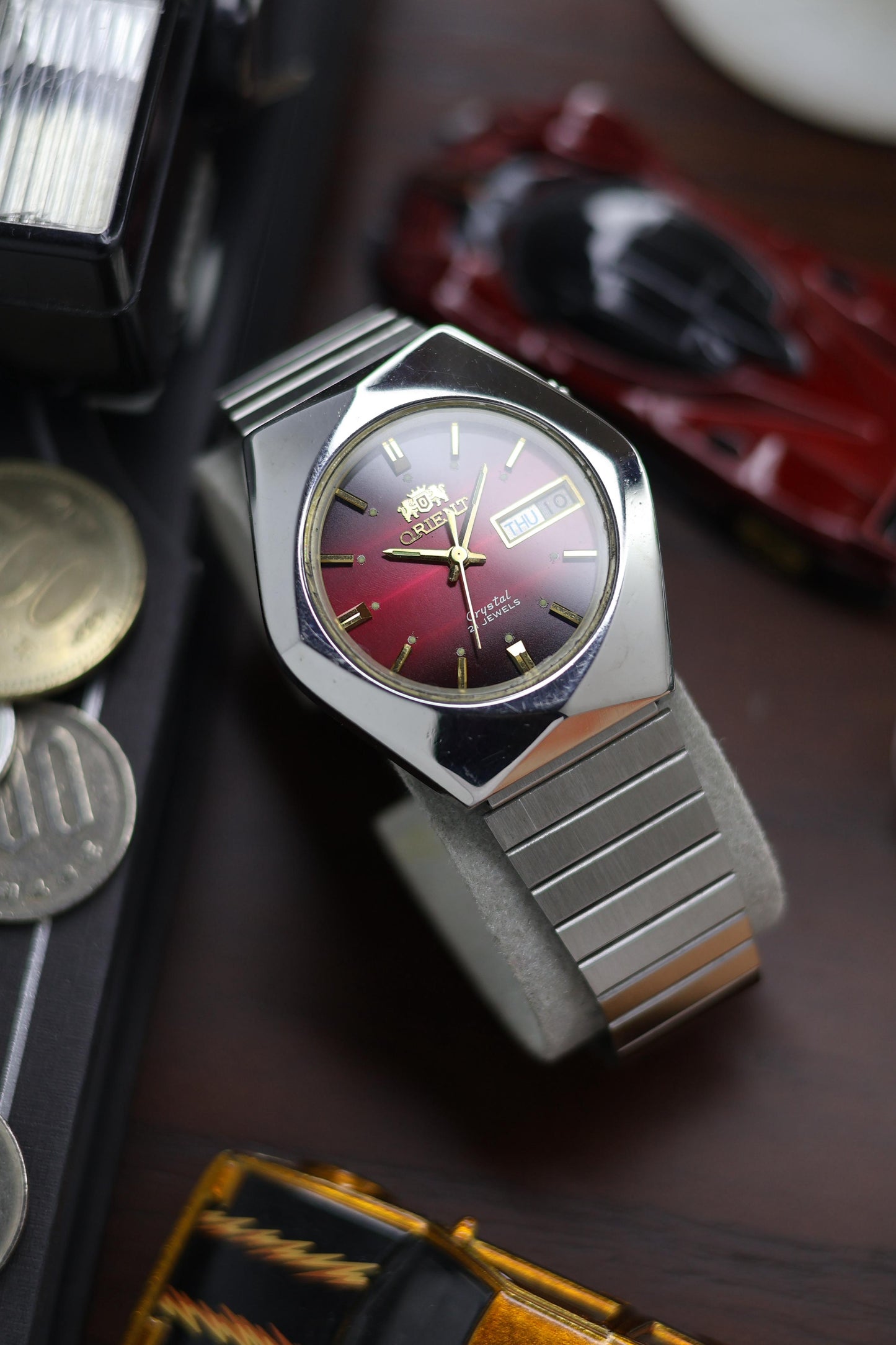 (Super Rare) Orient Tri-Star Crystal Red Dial with Hexagonal Case - Automatic Vintage Watch (Pre Owned) - A497