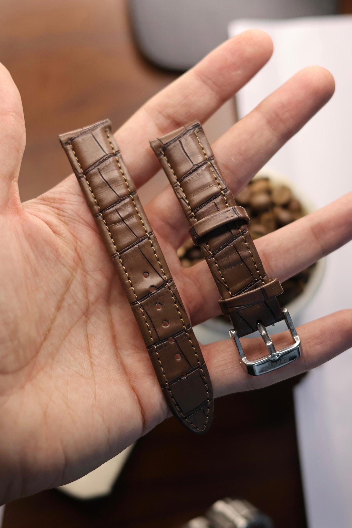 Brown Croc Leather Watch Strap (18mm)