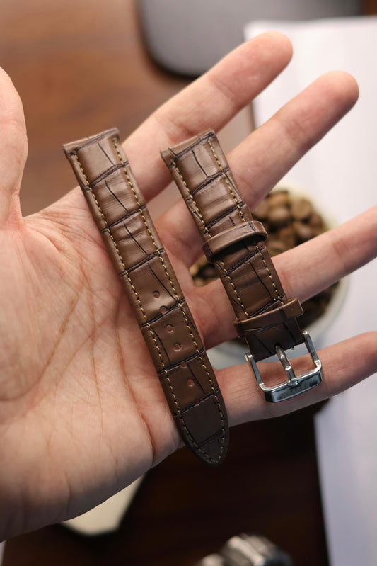 Brown Croc Leather Watch Strap (18mm)