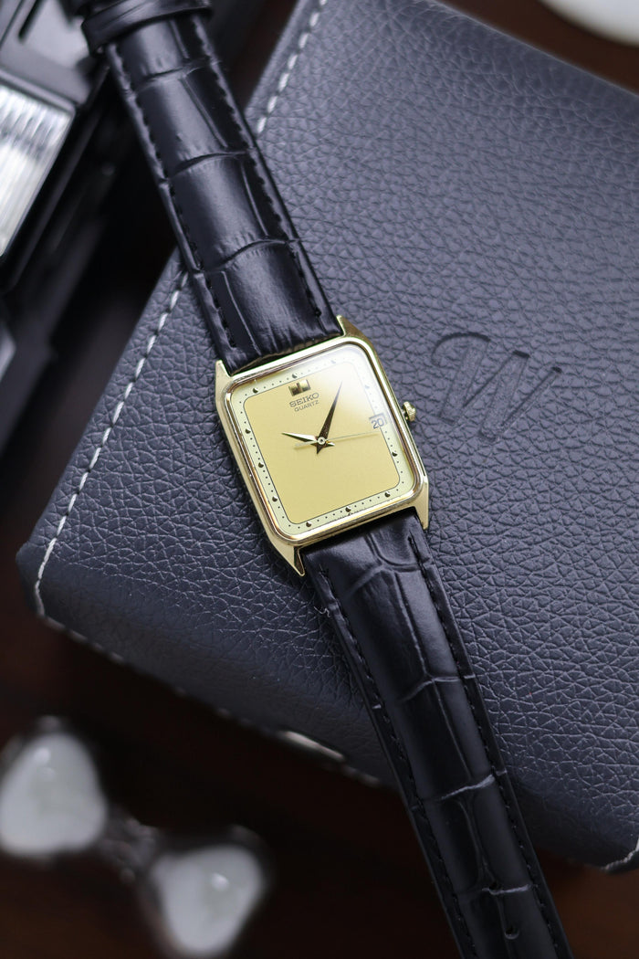 (JDM - Extremely Rare) 1996 Seiko Tank Quartz Champagne Motif Dial - Quartz Vintage Watch (Pre Owned) - A450