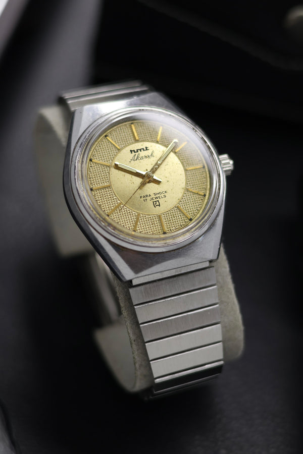 (Super Rare) Vintage HMT Akarsh Champagne Guilloche Dial - in Original Condition - Mechanical Hand Winding Watch (Pre Owned) - SE598