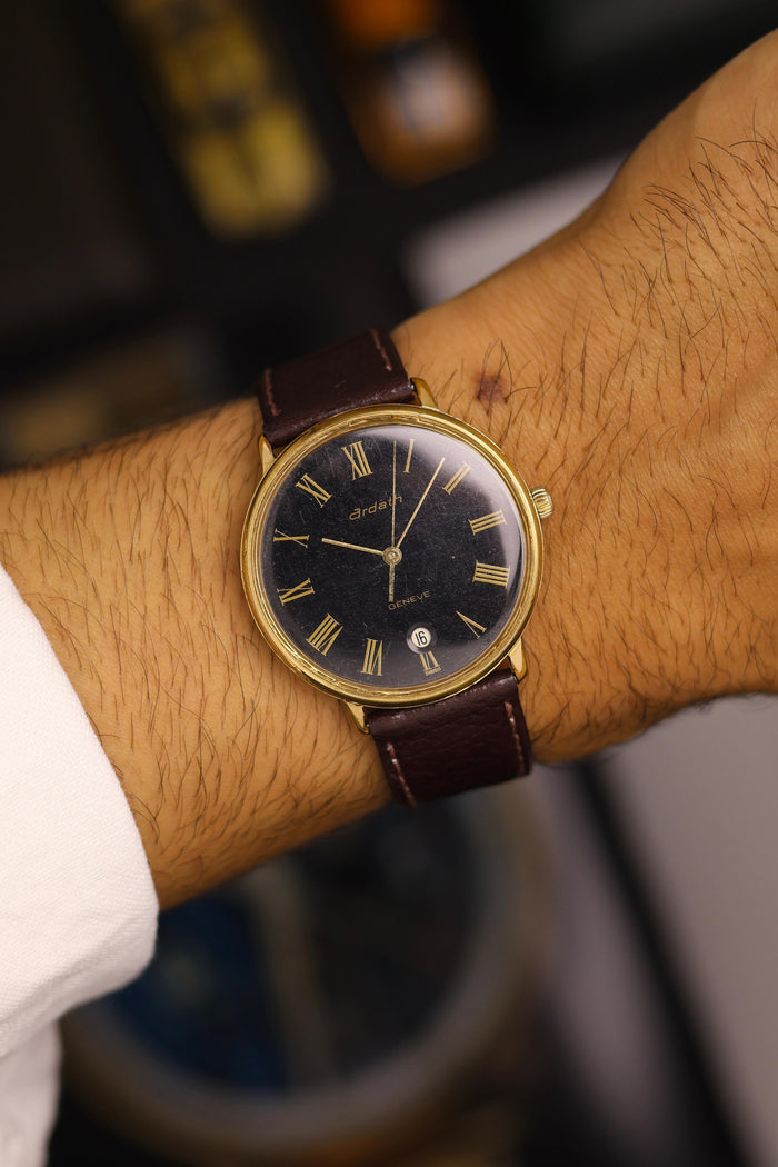 (Super Rare) Ardath Geneve Swiss Automatic Black Dial - Automatic Swiss Vintage Watch (Pre Owned) - SE725