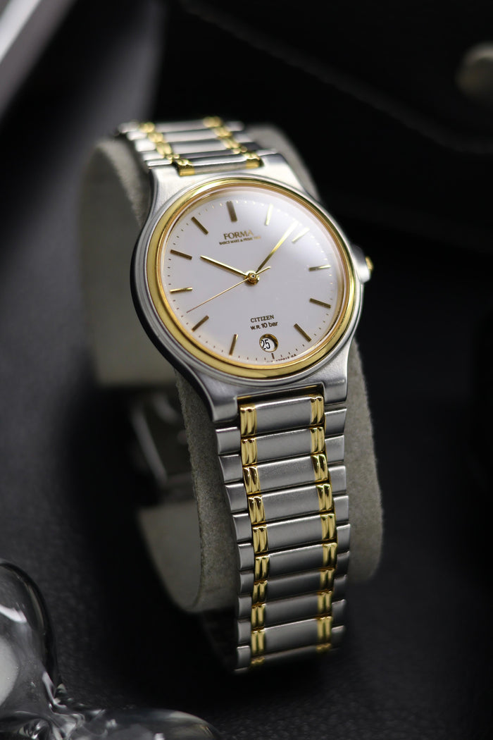 (JDM - Extremely Rare) Citizen FORMA Two-Tone White Dial - Quartz Vintage Watch (Pre Owned) - SE584