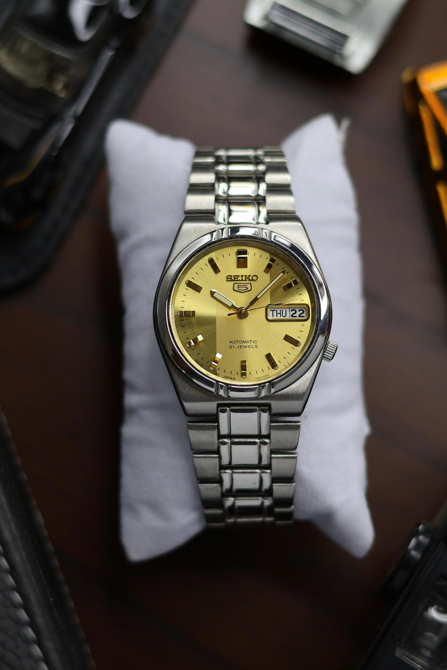 Seiko 5 Gold Dial with Glass Back (Pre Owned)