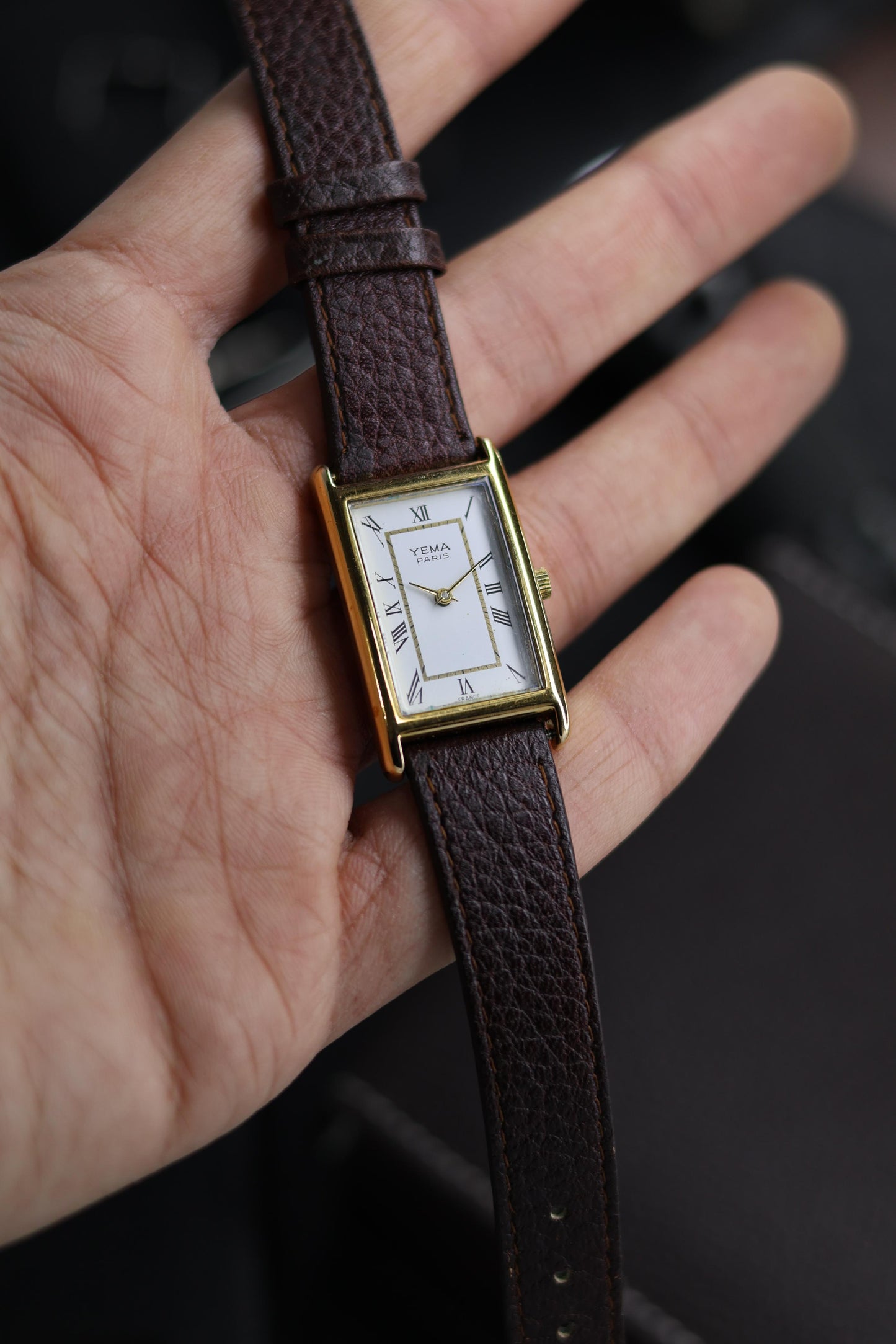 (Extremely Rare) YEMA PARIS Tank - SWISS Quartz 2-Hand - Gold Plated Case (Pre Owned)