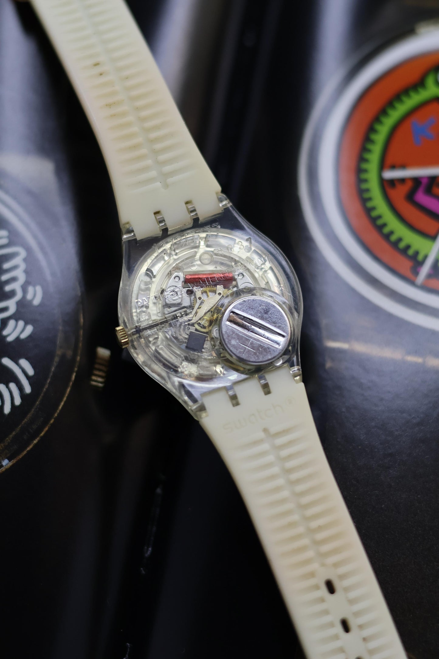 Swatch Cream Motif Dial with Skeleton Case (Pre Owned)