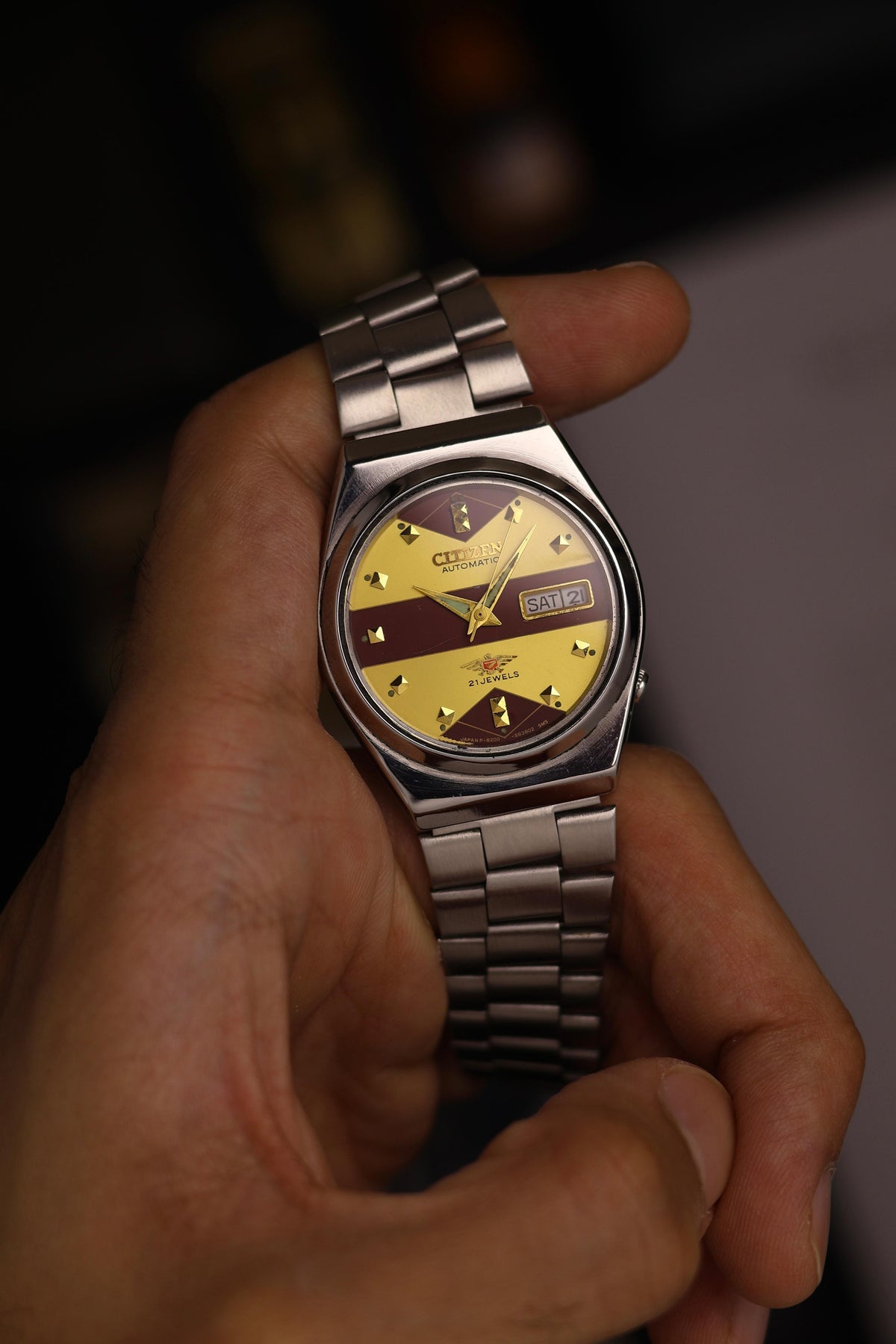 (Super Rare) Citizen Eagle 7 Brown & Gold Motif Dial - Automatic Vintage Watch (Pre Owned) - SE733