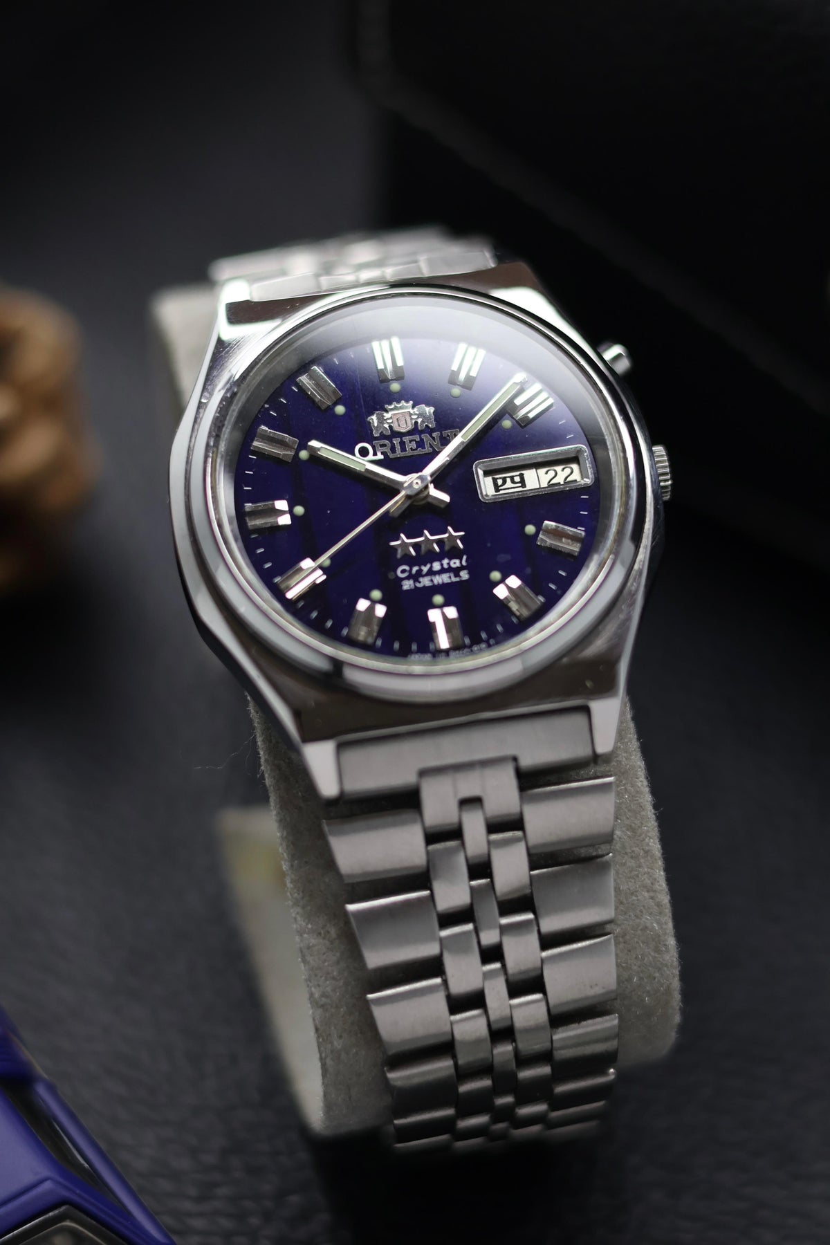 (JDM - Extremely Rare) Orient Tri-Star Crystal Blue & Black Prism Dial - Automatic Vintage Watch (Pre Owned) - SE631