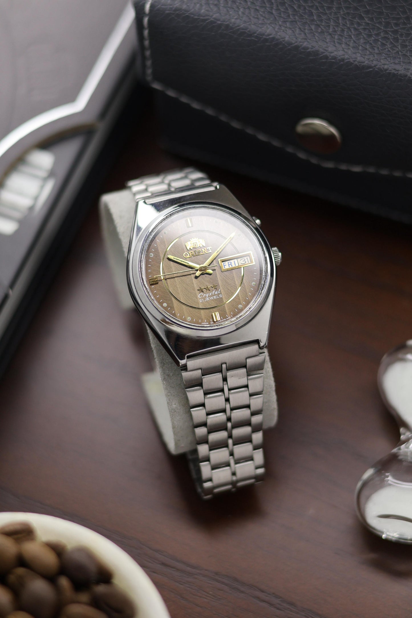 (Super Rare) Orient Tri-Star Crystal Coffee Brown Motif Dial - Automatic Vintage Watch (Pre Owned) - A300