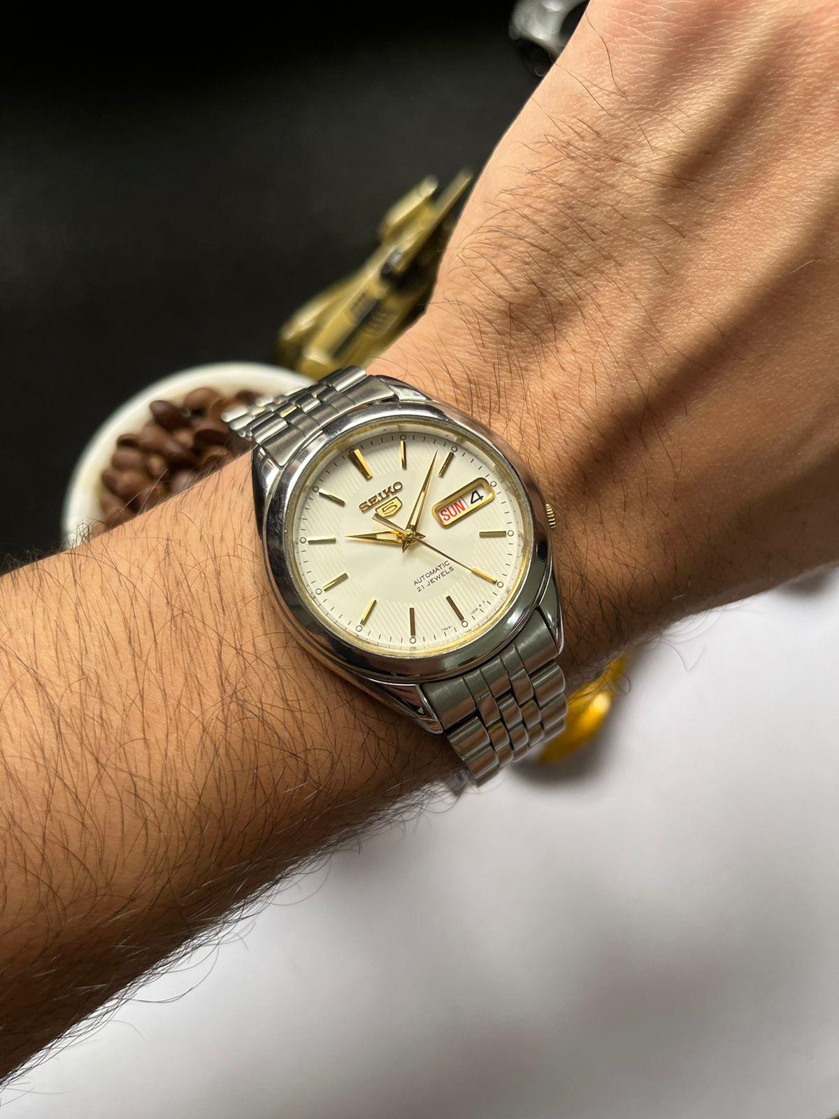 Seiko 5 White Dial with Glass Back (Pre Owned) - #W71