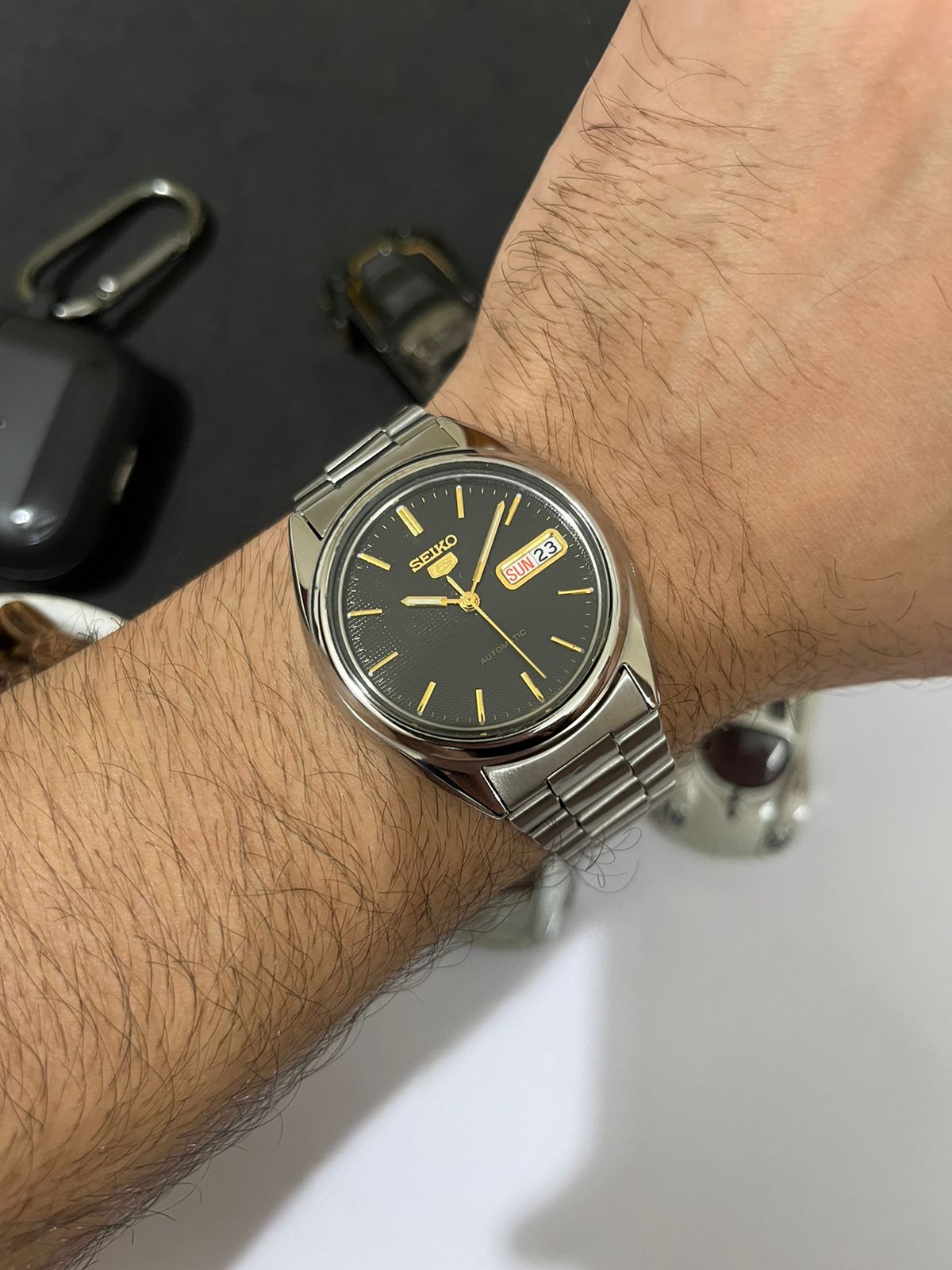 Seiko Black Textured Dial with Glass Back (Pre Owned) - #W07