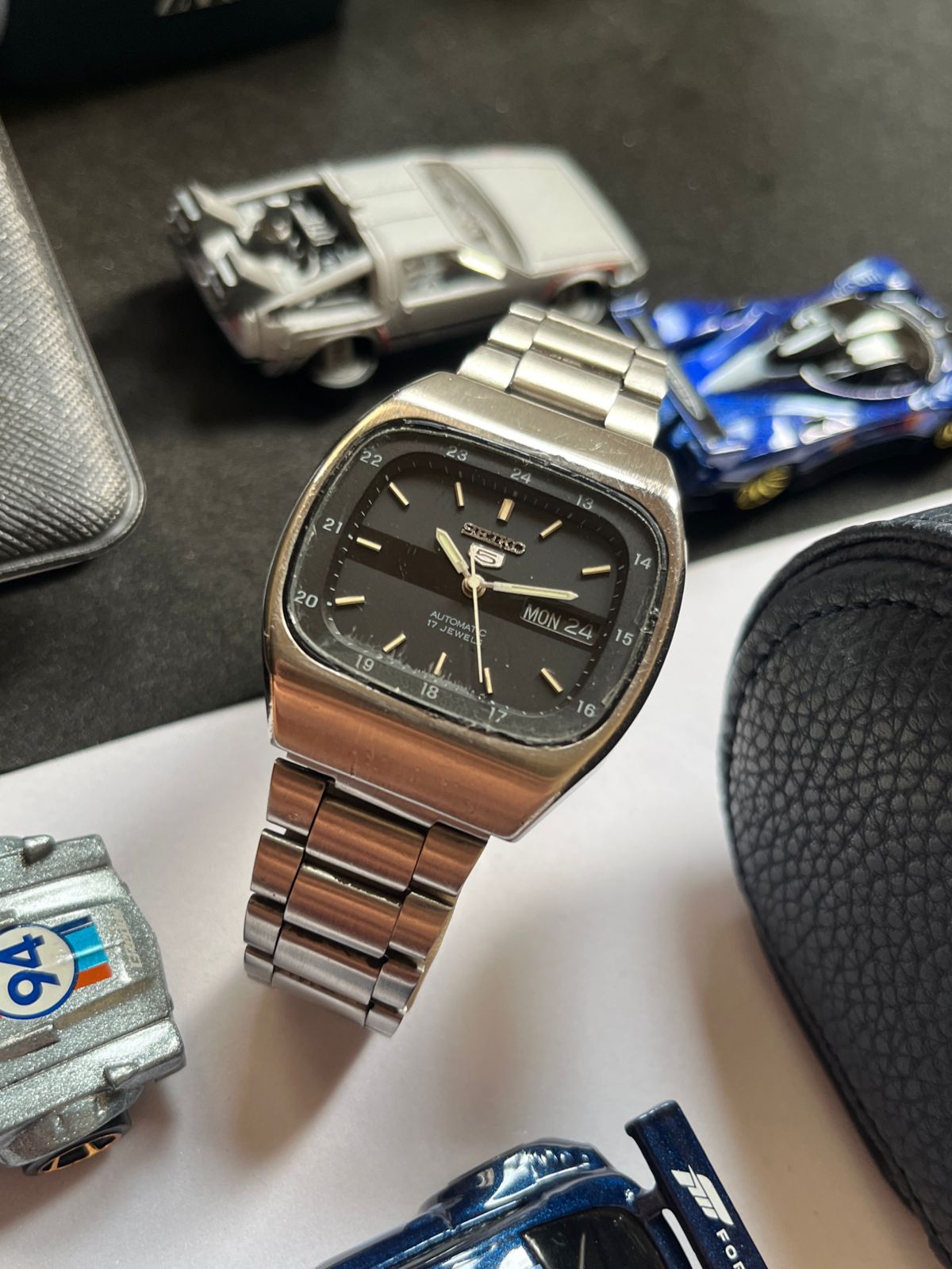 (Super Rare) Seiko 5 Railway Time Navy Blue Rectangular Dial (Pre Owned)