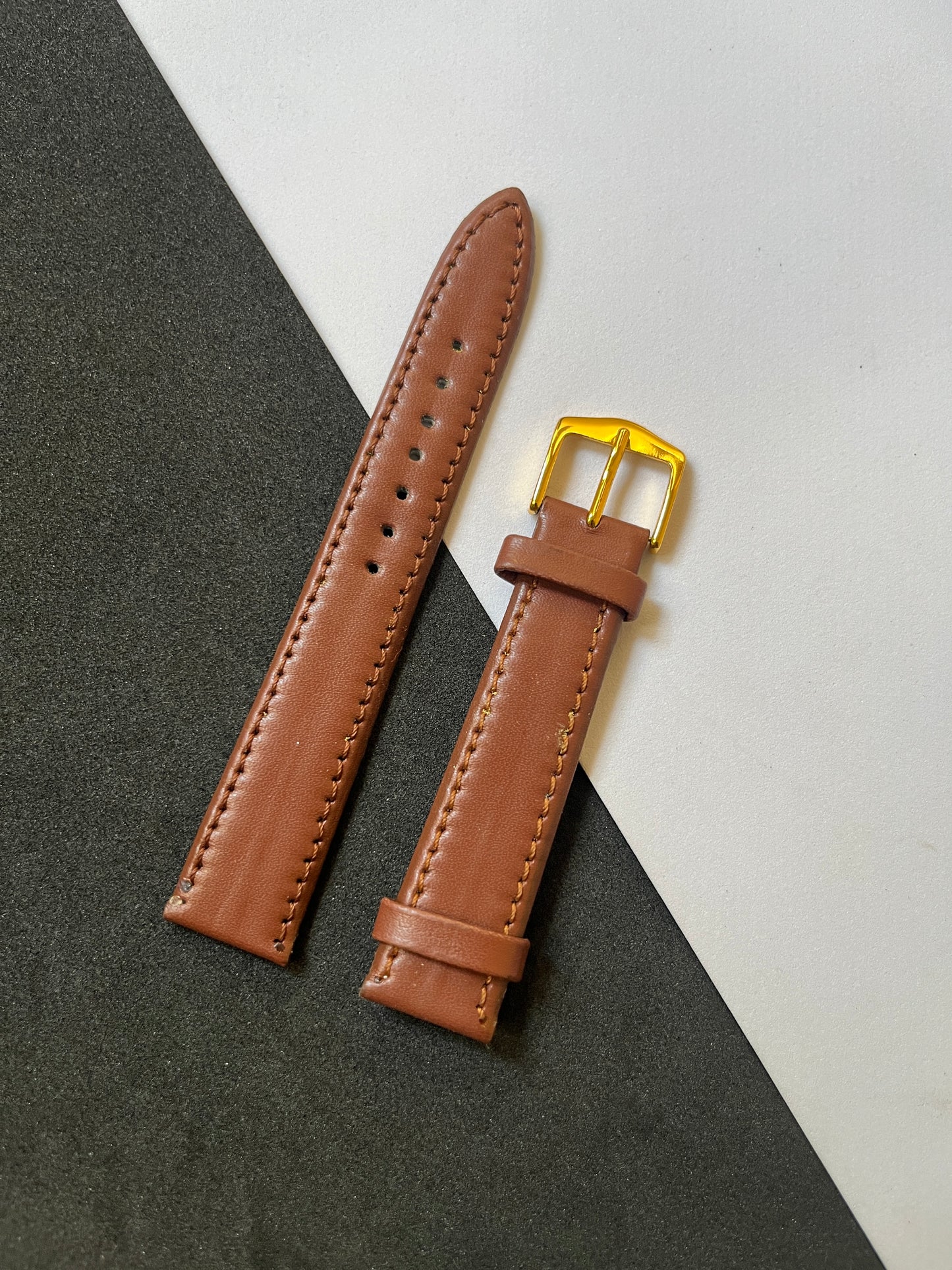 Gold Buckle Leather Watch Strap