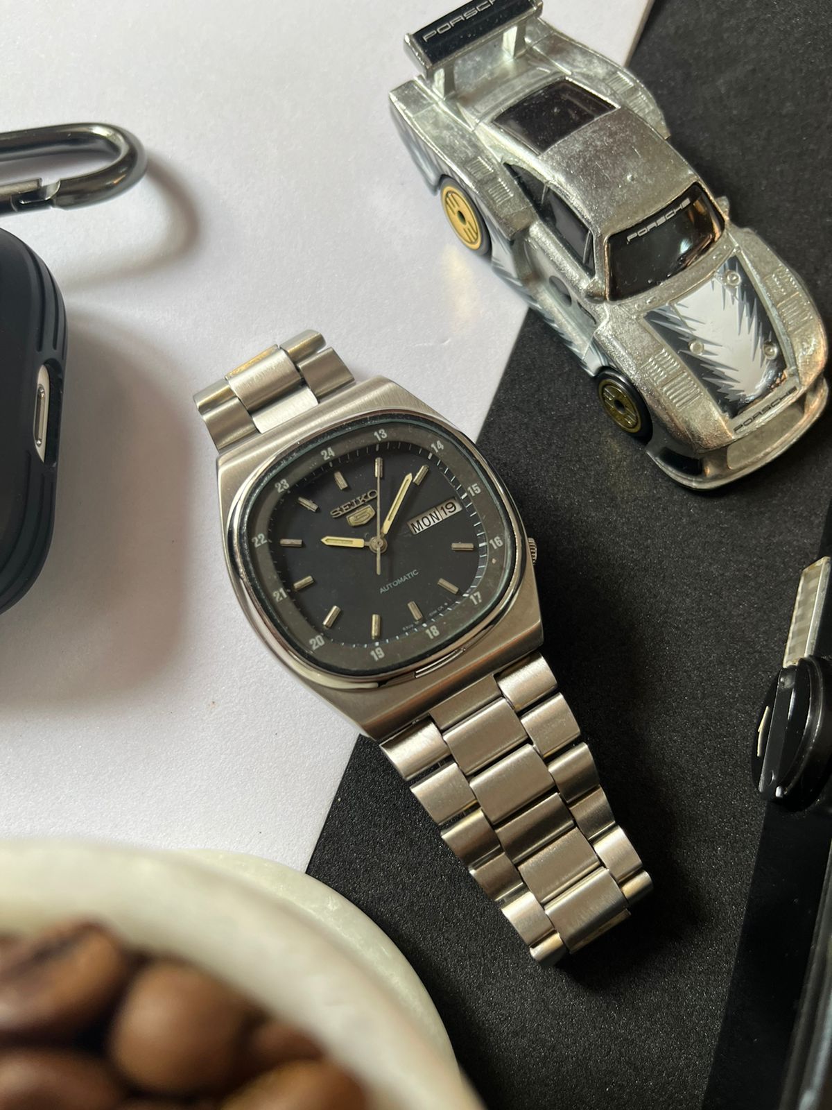 1983 Seiko 5 Railway Time Navy Blue Square Dial (Pre Owned)