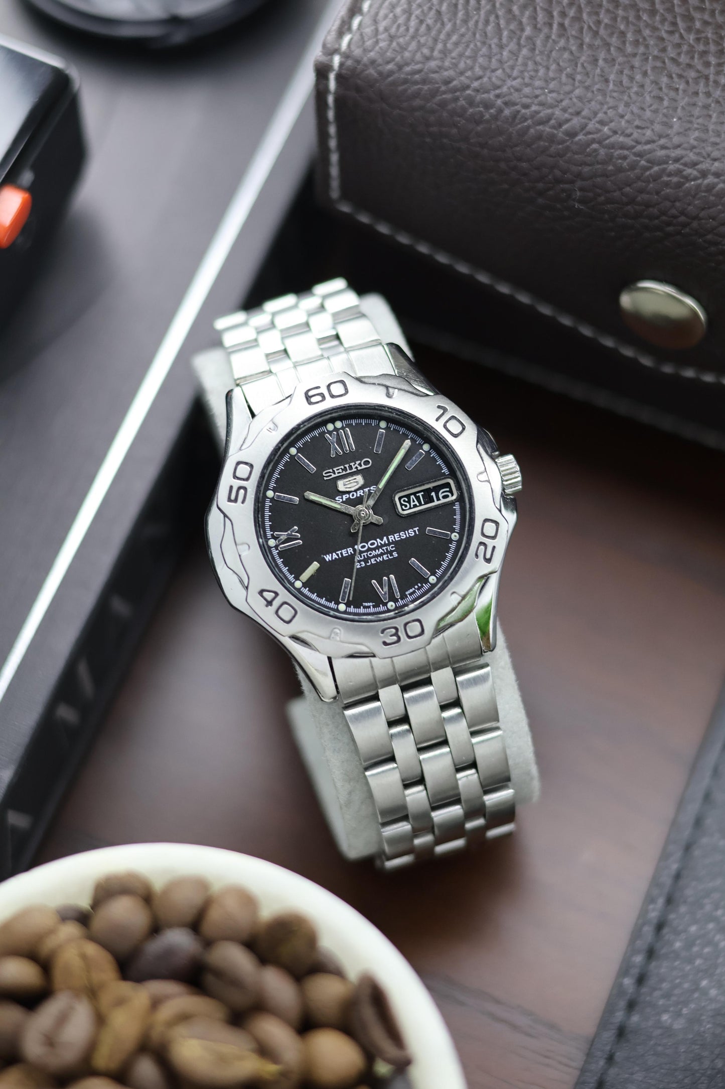(Super Rare) Seiko 5 Black Diver with Glass Back - Automatic Watch (Pre Owned) - A212